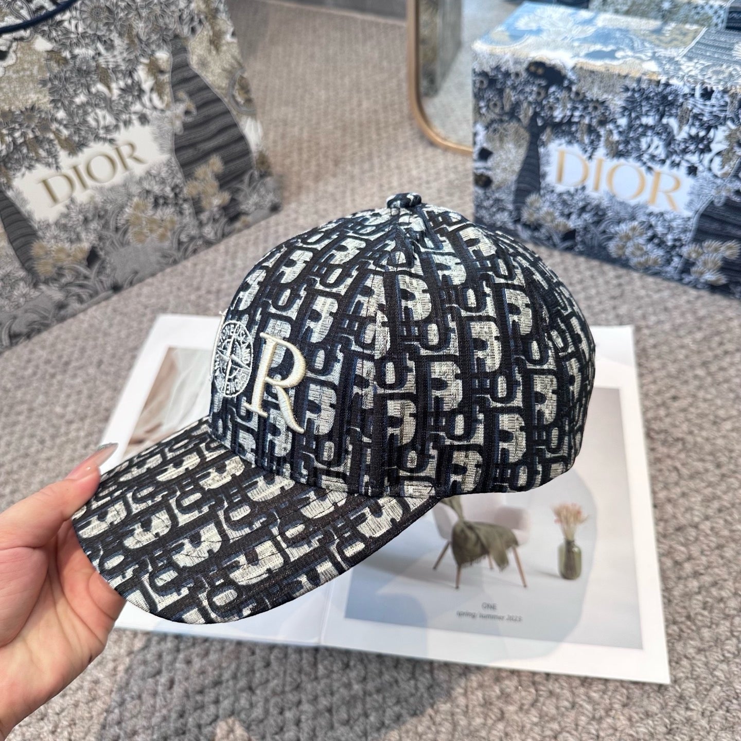 Black grey Cap