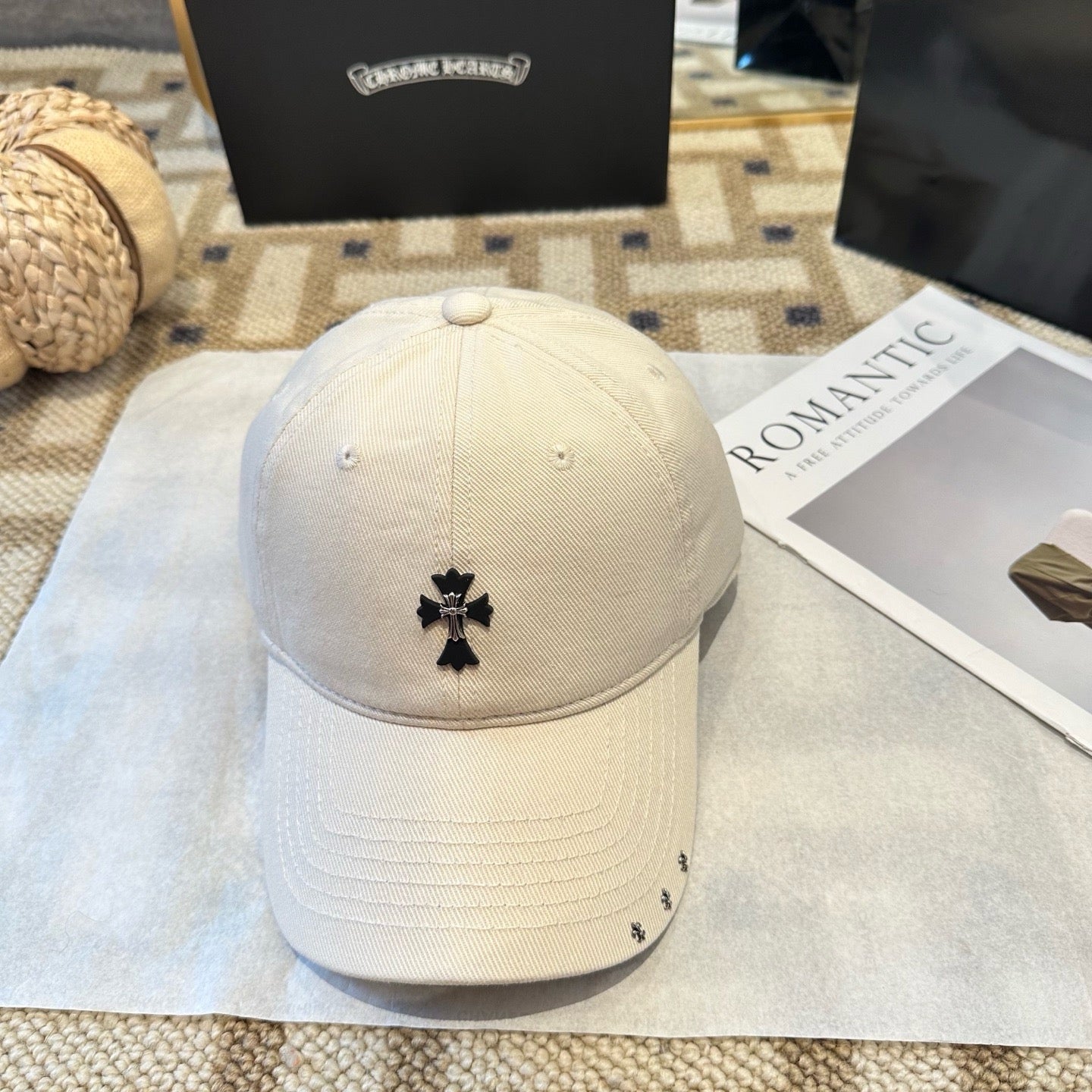 Cream, Black and Pink Cap - FashionHype.xyz