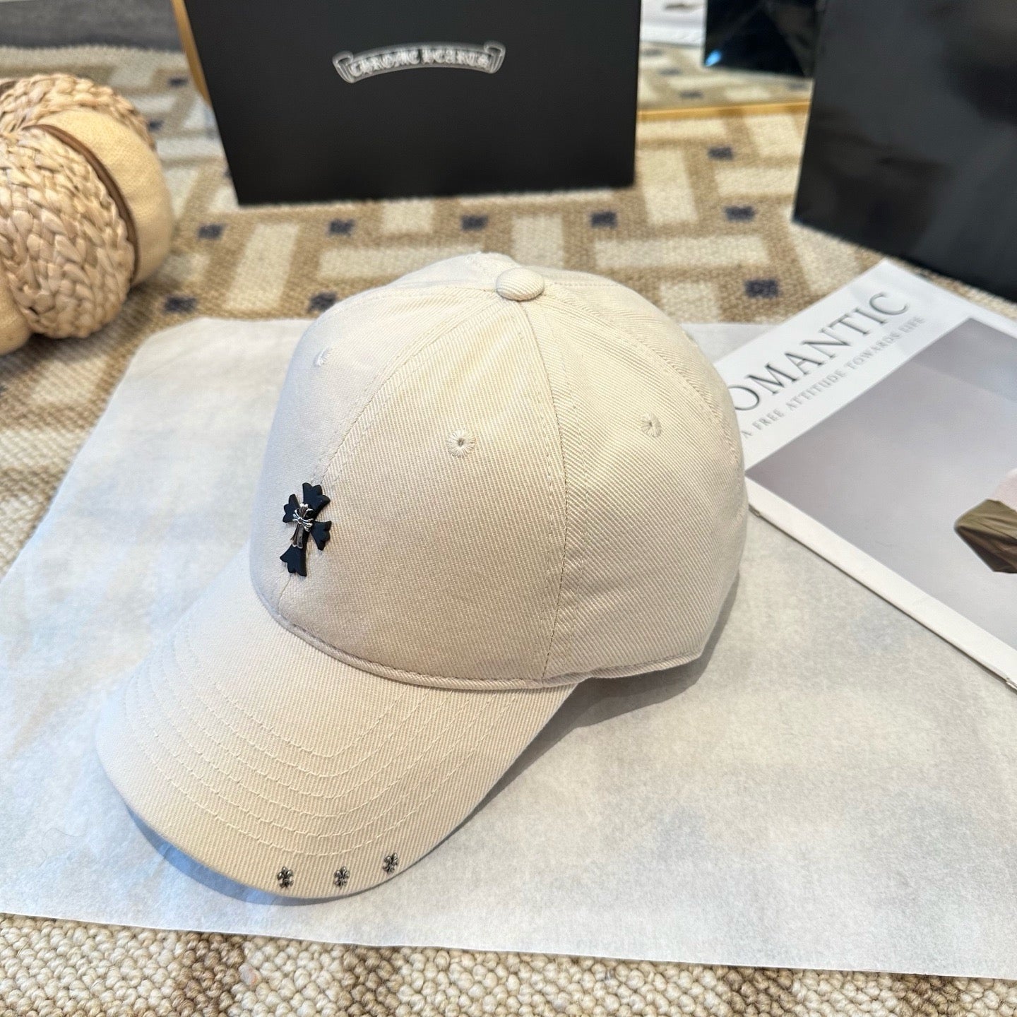 Cream, Black and Pink Cap - FashionHype.xyz
