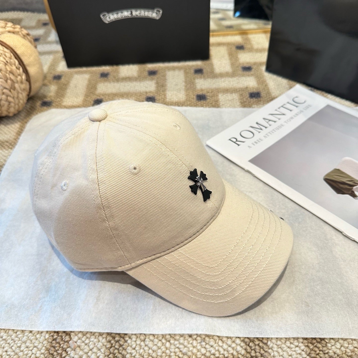 Cream, Black and Pink Cap - FashionHype.xyz