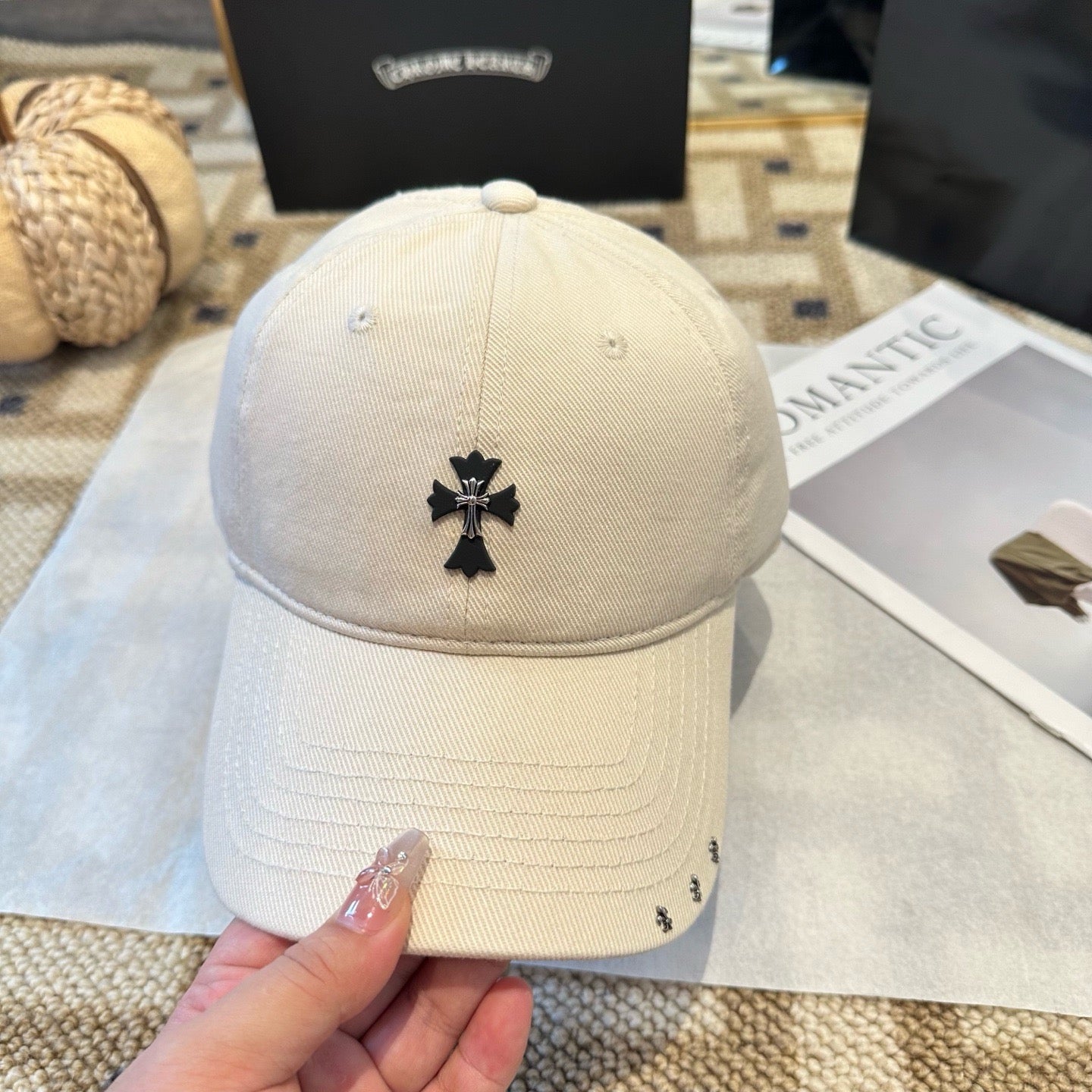 Cream, Black and Pink Cap - FashionHype.xyz