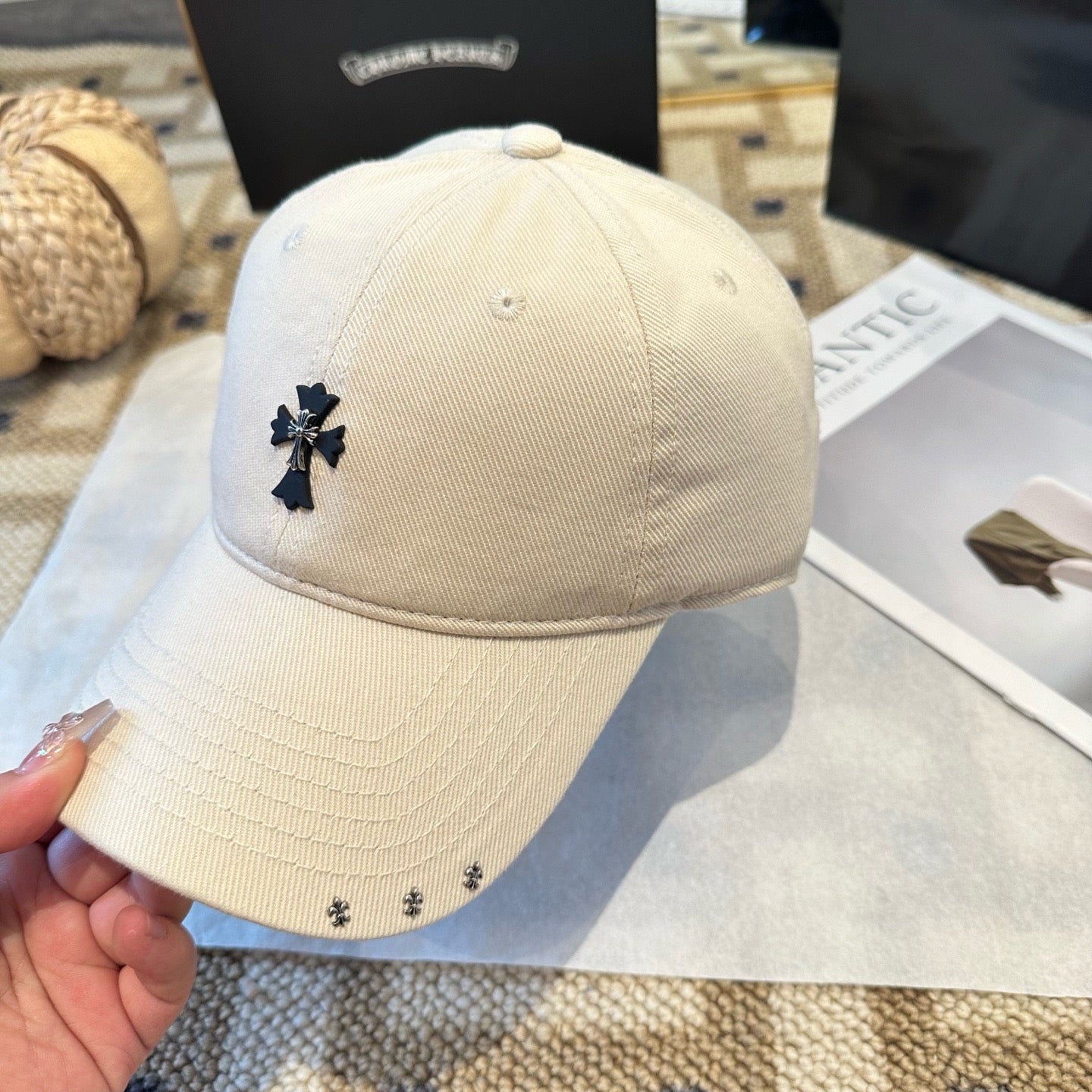 Cream, Black and Pink Cap - FashionHype.xyz
