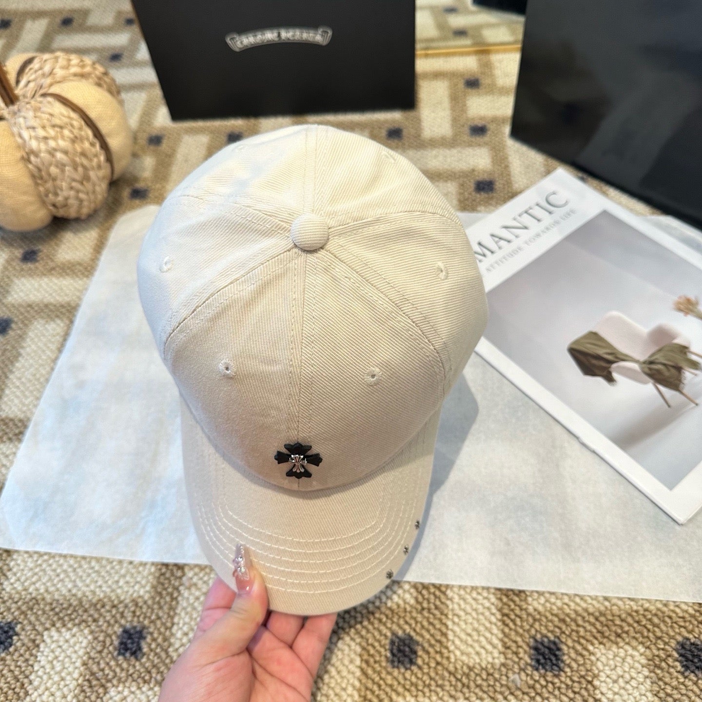 Cream, Black and Pink Cap - FashionHype.xyz