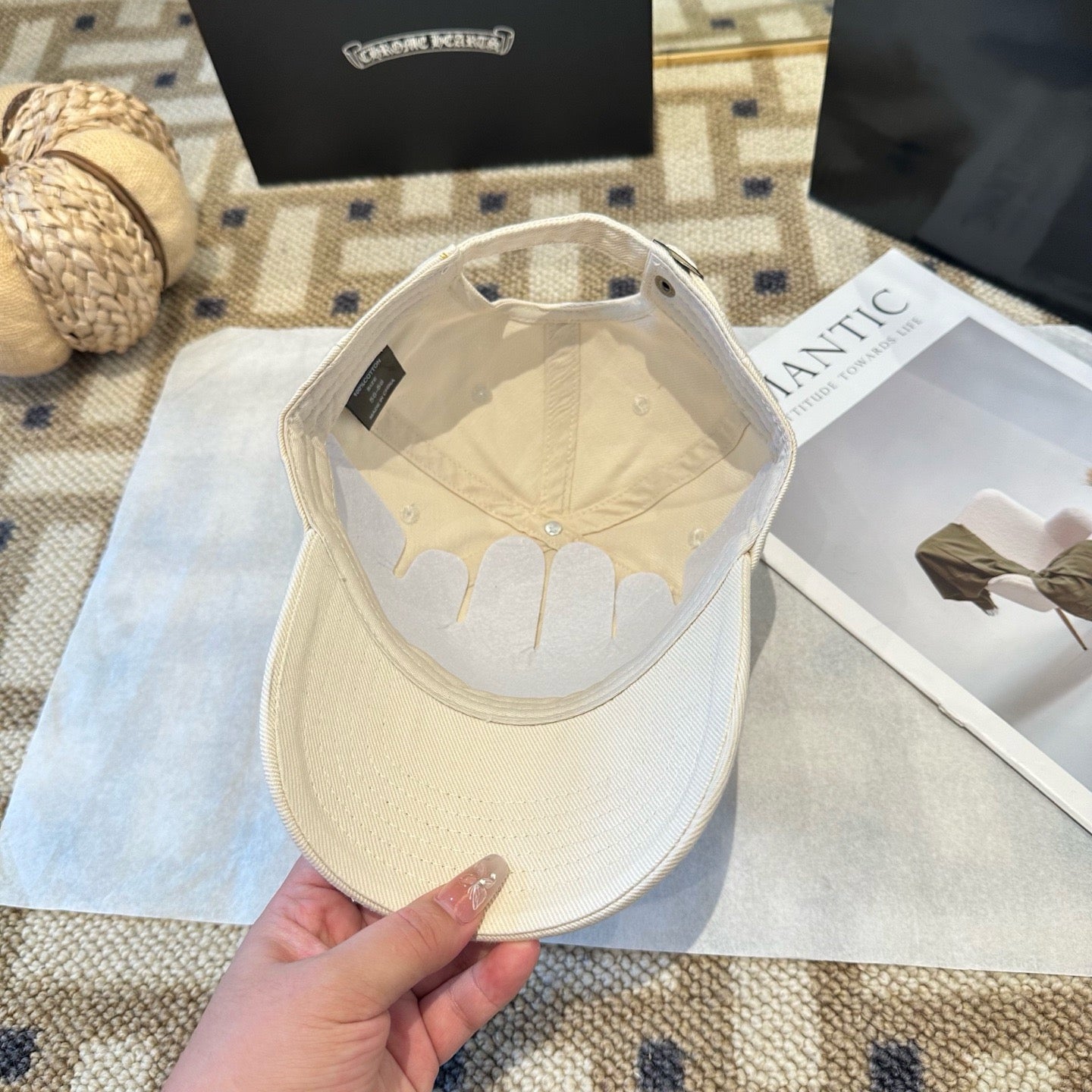 Cream, Black and Pink Cap - FashionHype.xyz