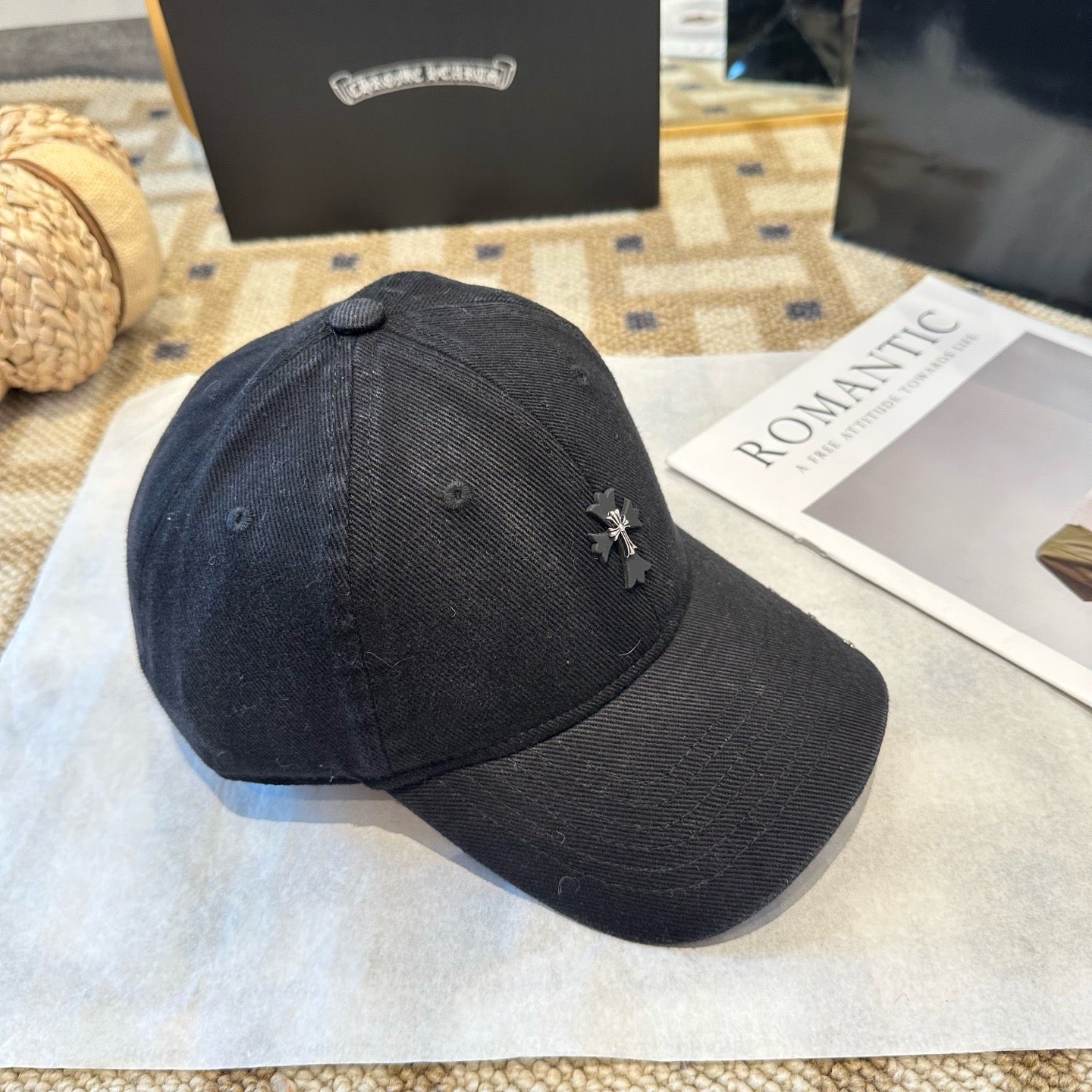 Cream, Black and Pink Cap