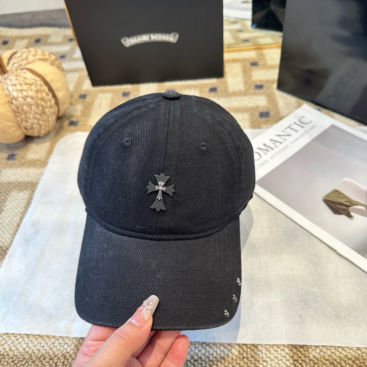 Cream, Black and Pink Cap - FashionHype.xyz