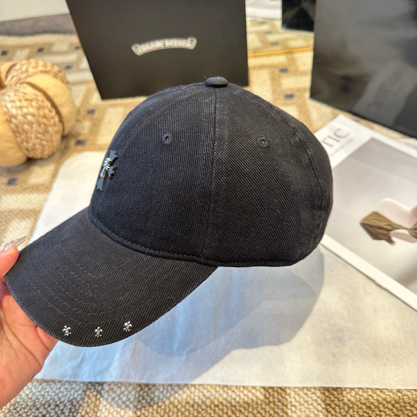 Cream, Black and Pink Cap - FashionHype.xyz