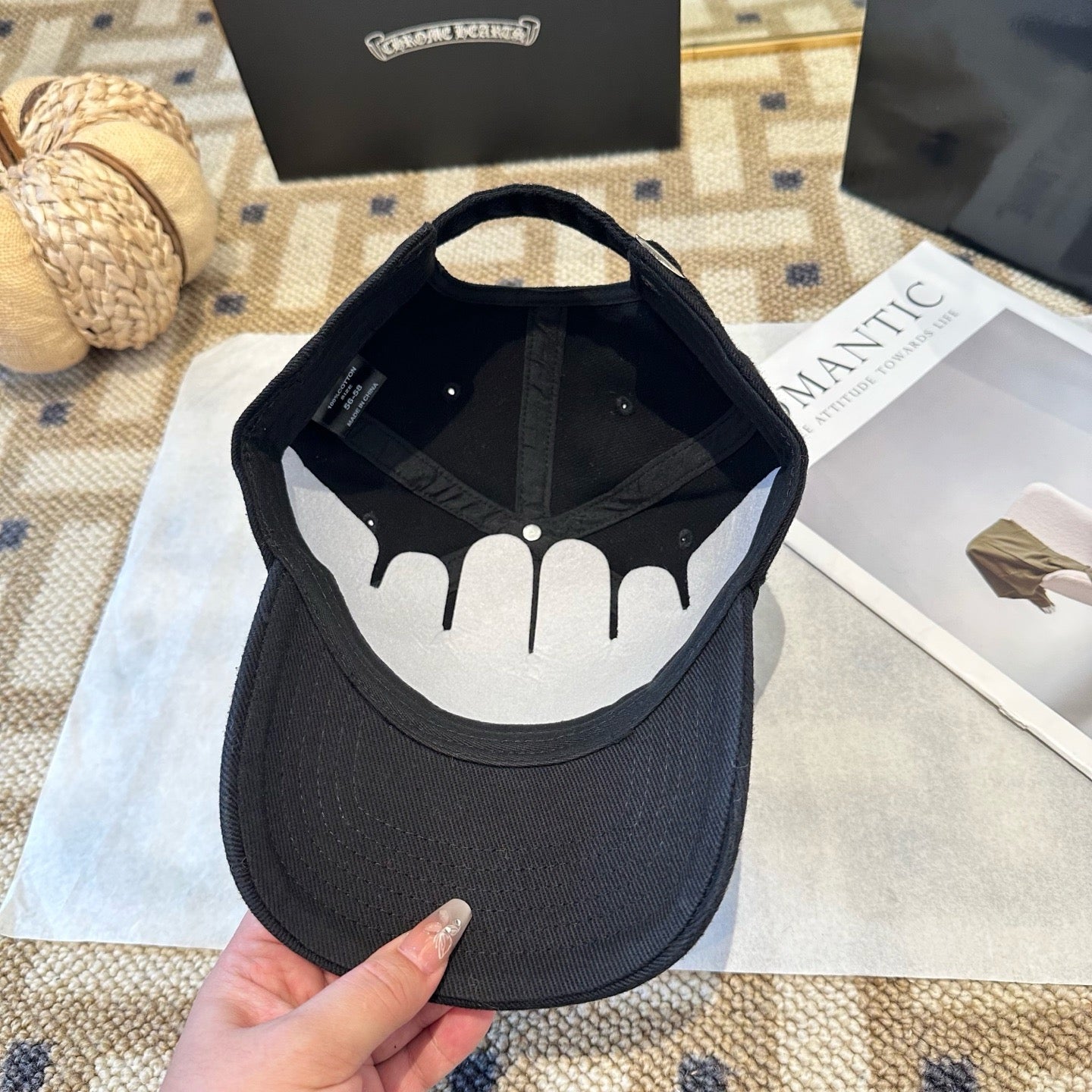 Cream, Black and Pink Cap