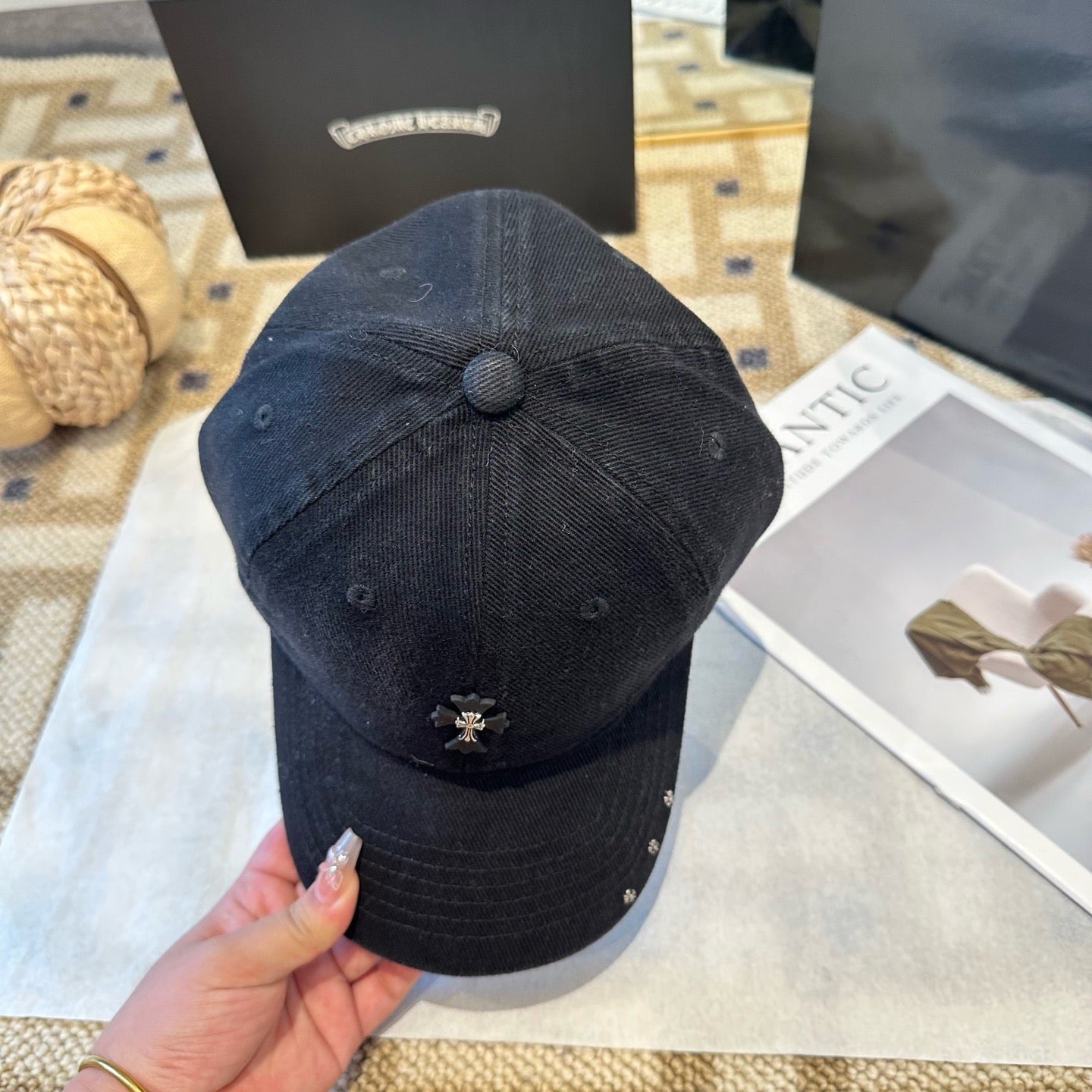 Cream, Black and Pink Cap - FashionHype.xyz
