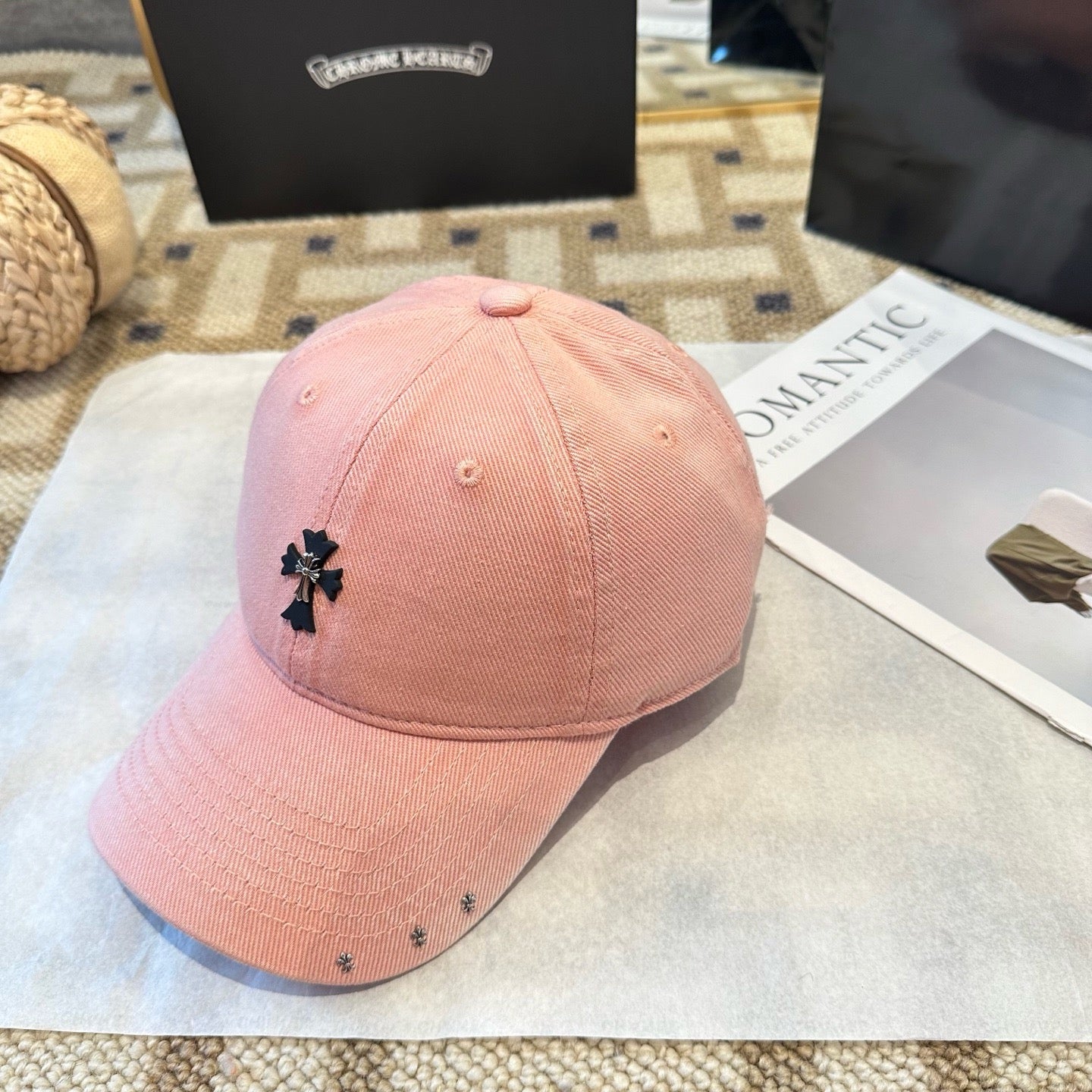 Cream, Black and Pink Cap - FashionHype.xyz