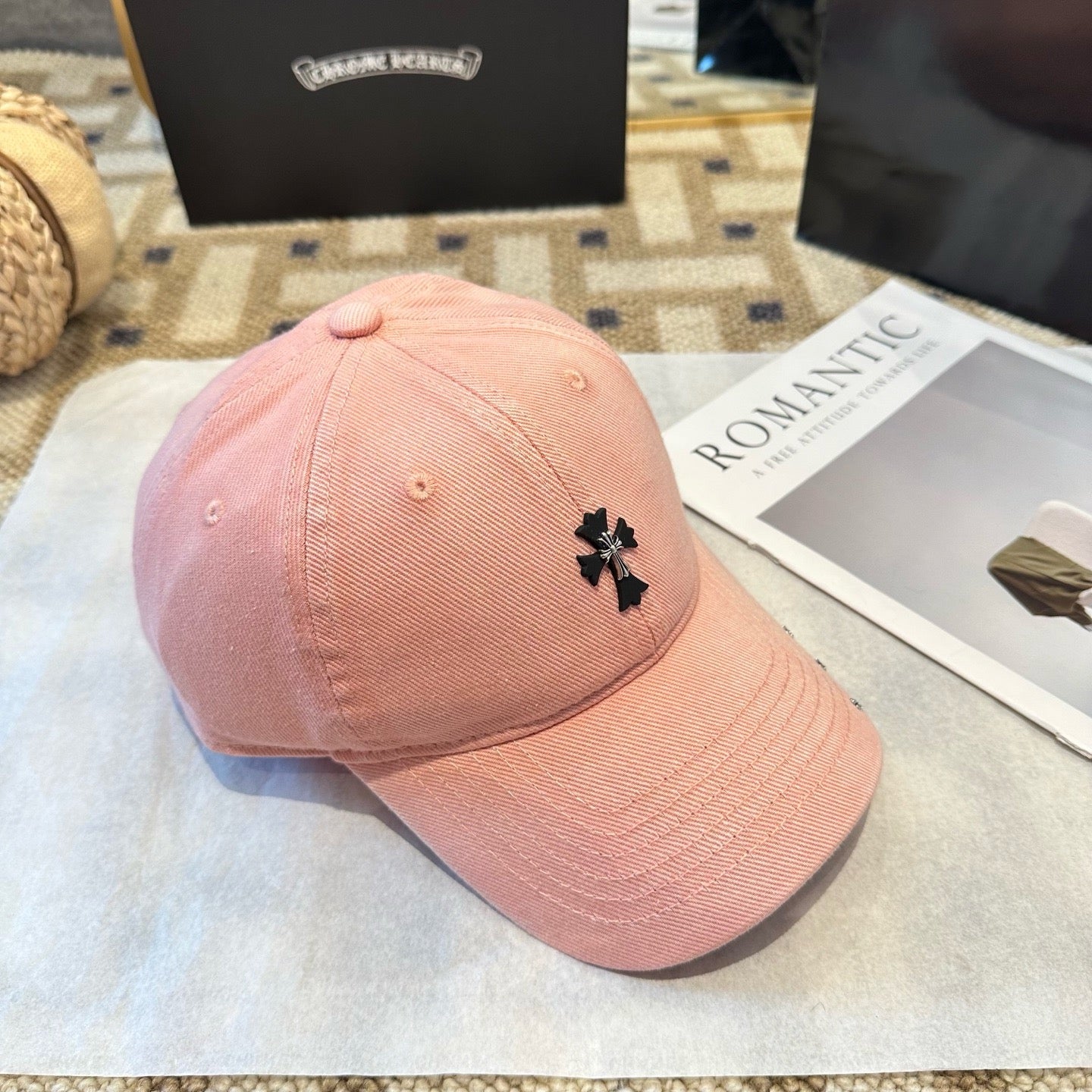 Cream, Black and Pink Cap - FashionHype.xyz