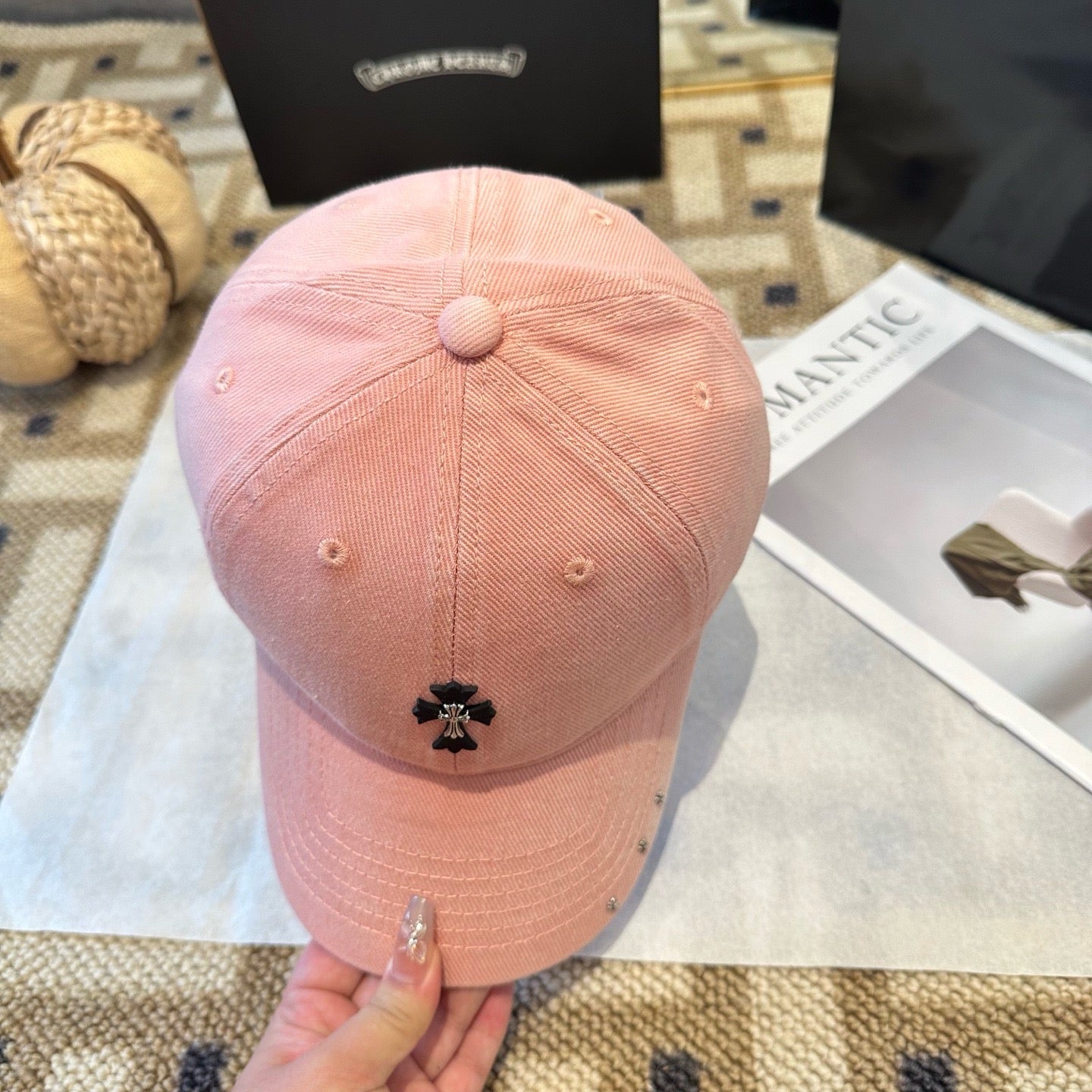 Cream, Black and Pink Cap - FashionHype.xyz