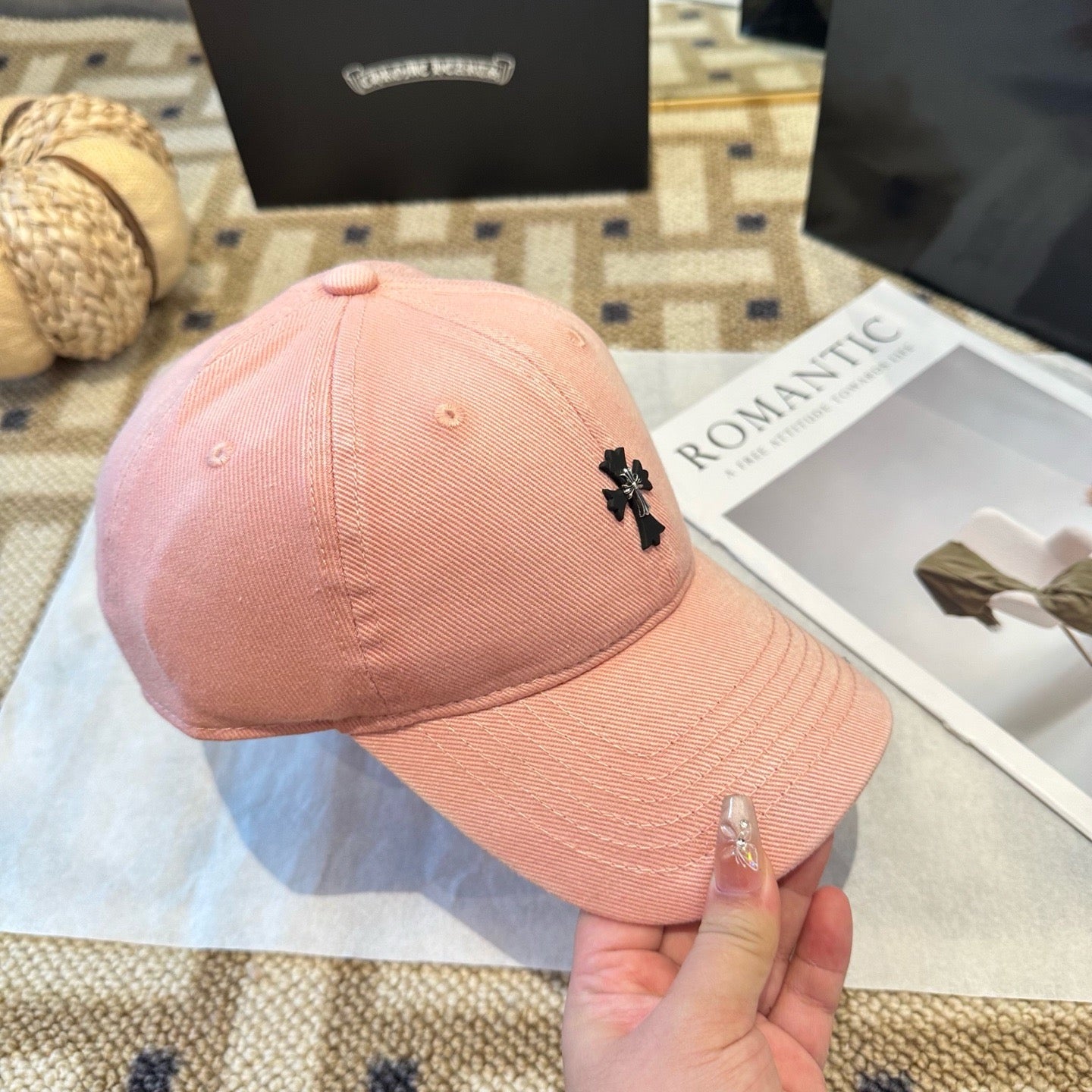 Cream, Black and Pink Cap