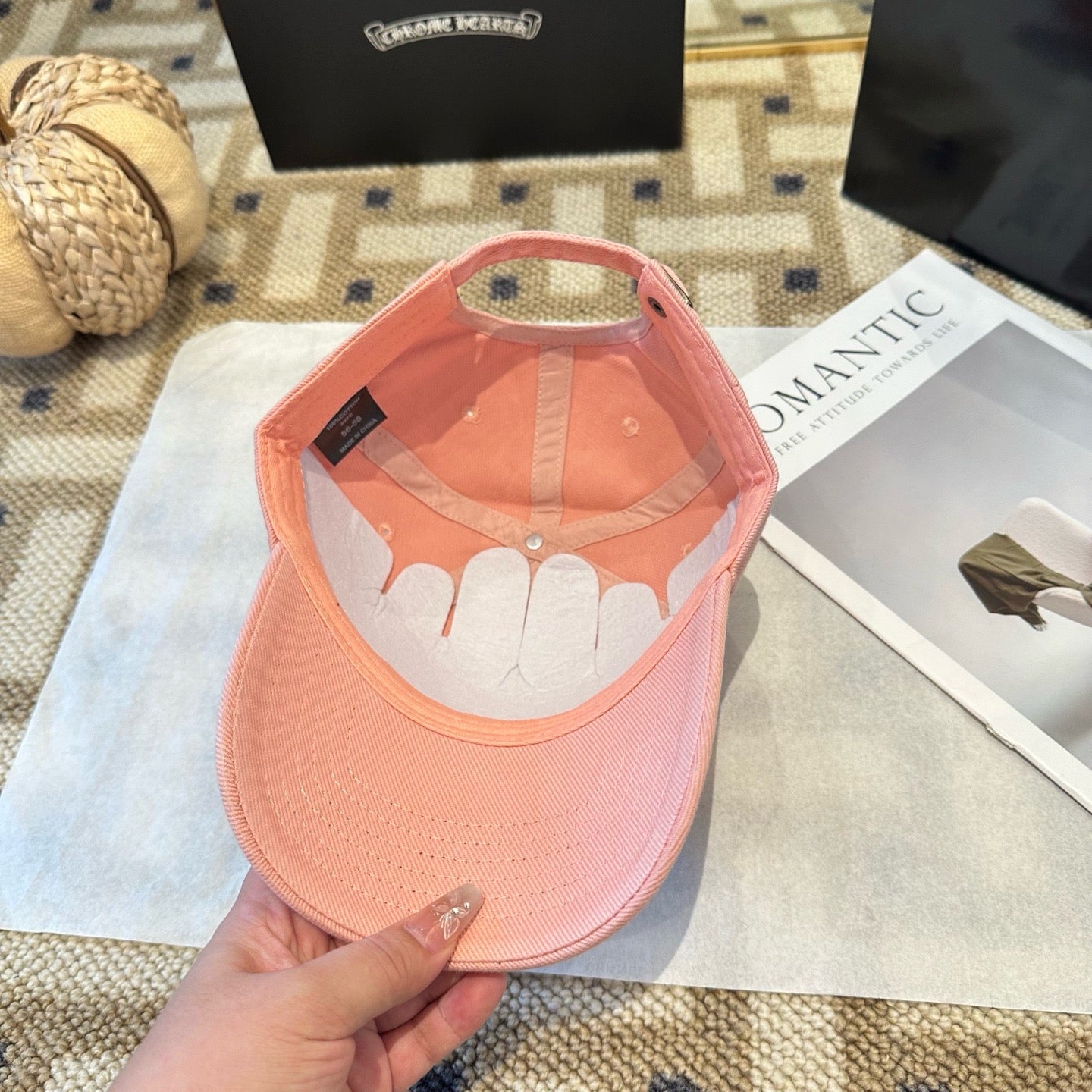 Cream, Black and Pink Cap - FashionHype.xyz