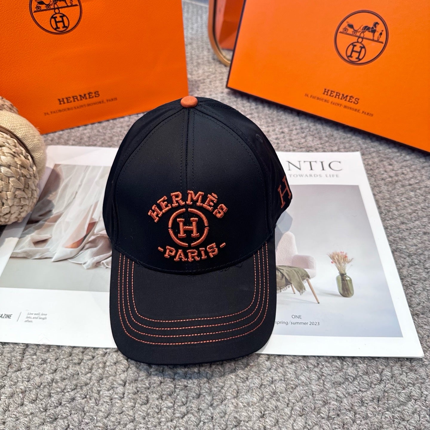 Black, Orange and White Cap - FashionHype.xyz