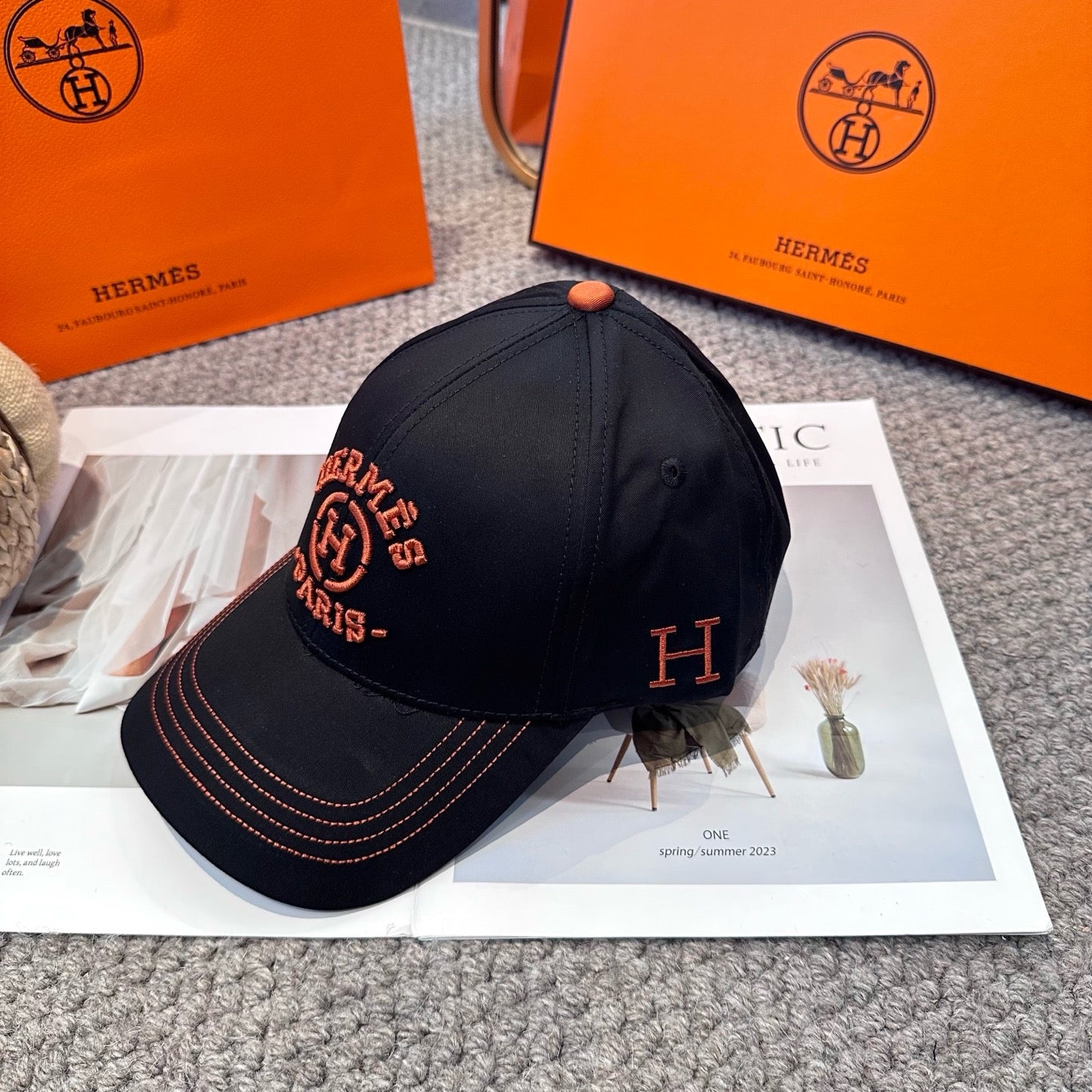 Black, Orange and White Cap - FashionHype.xyz
