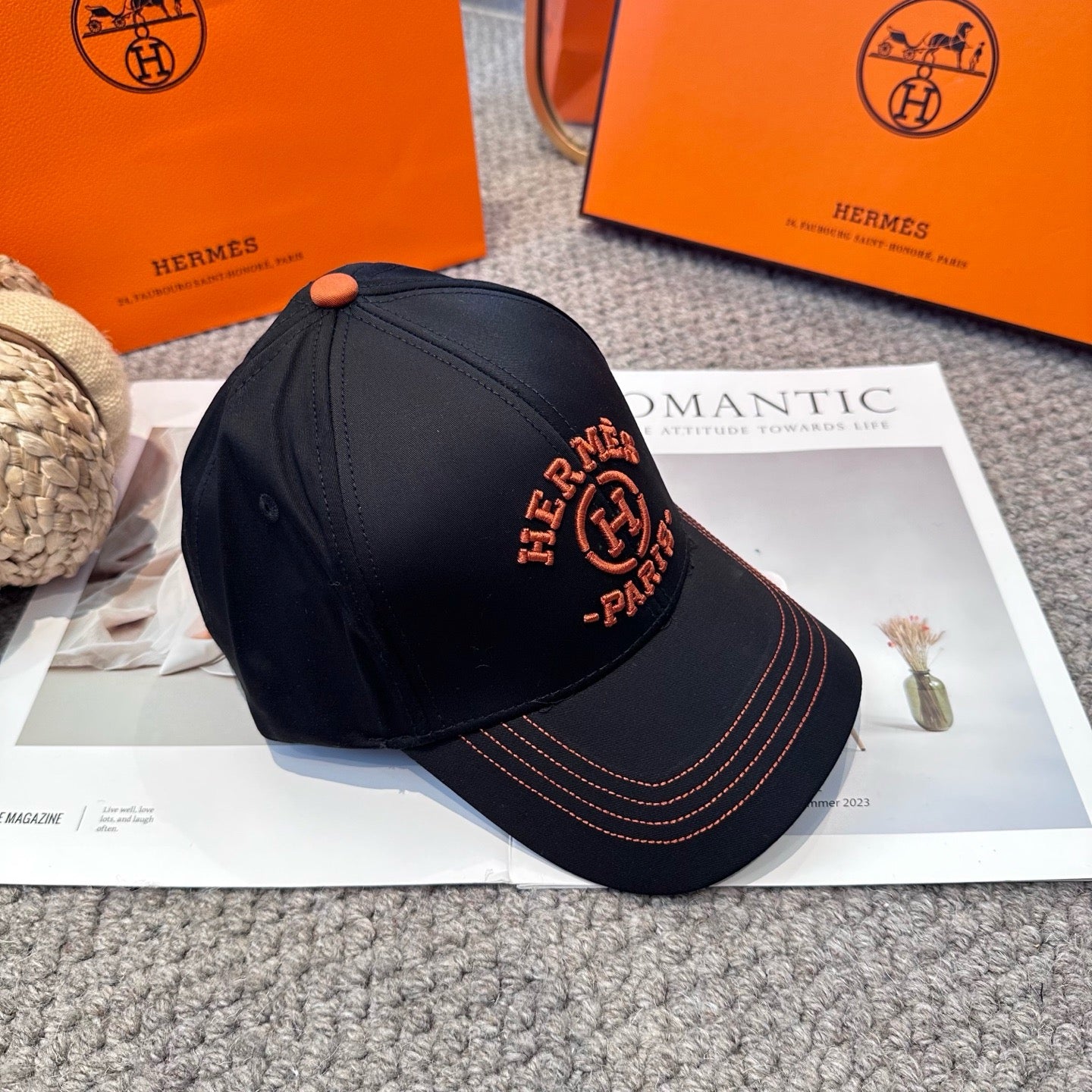 Black, Orange and White Cap - FashionHype.xyz