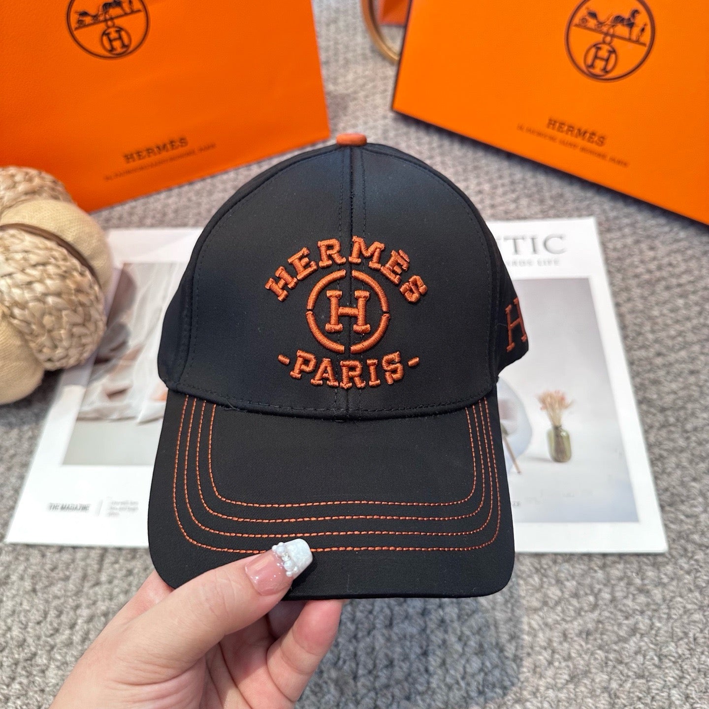 Black, Orange and White Cap - FashionHype.xyz