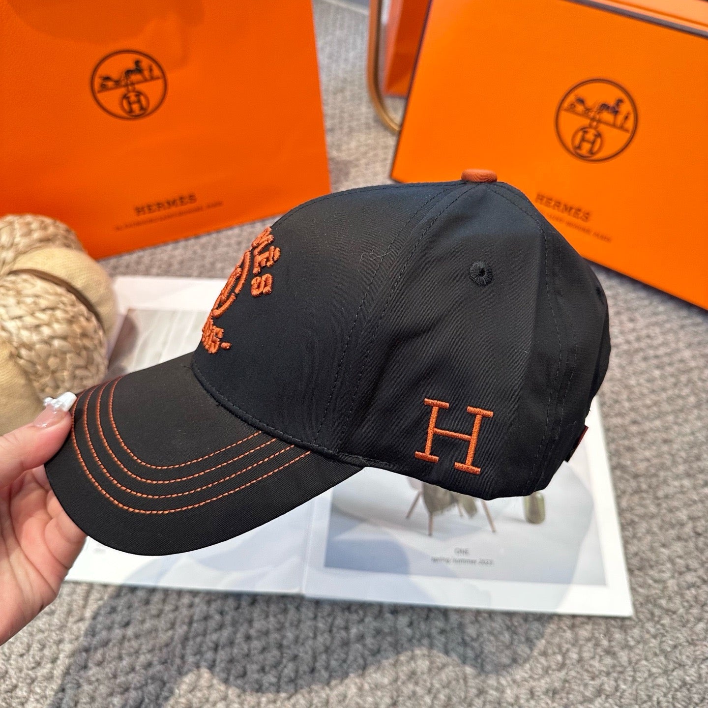 Black, Orange and White Cap - FashionHype.xyz