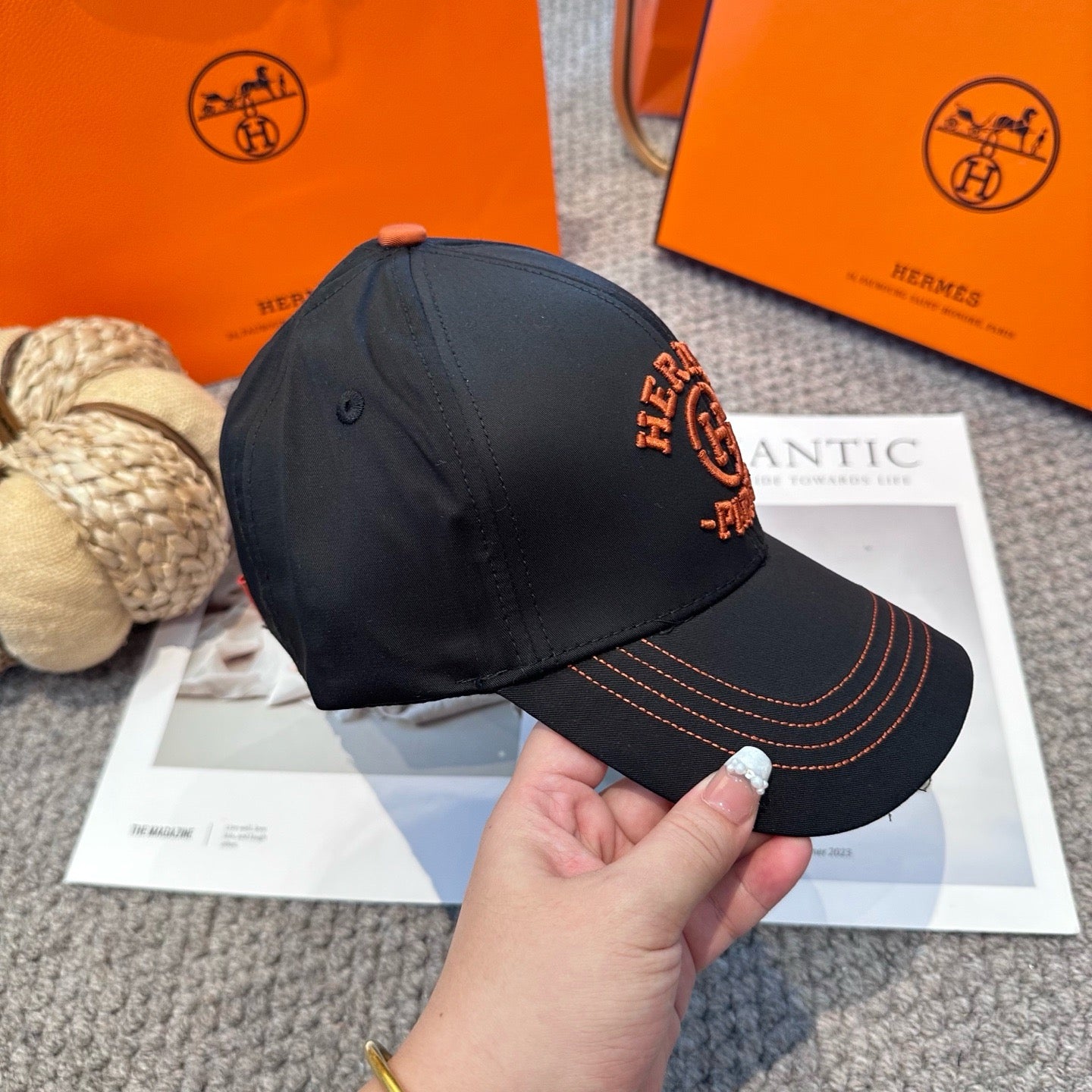 Black, Orange and White Cap - FashionHype.xyz