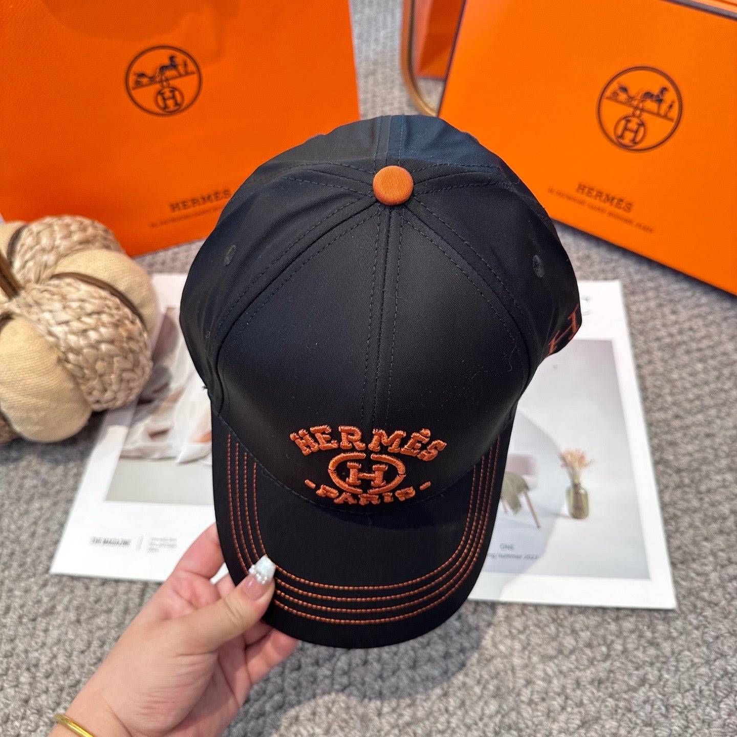 Black, Orange and White Cap - FashionHype.xyz