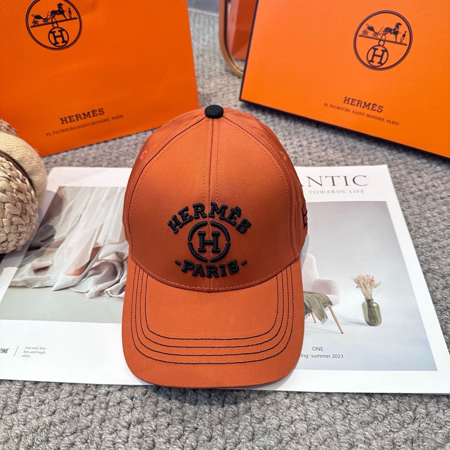Black, Orange and White Cap - FashionHype.xyz