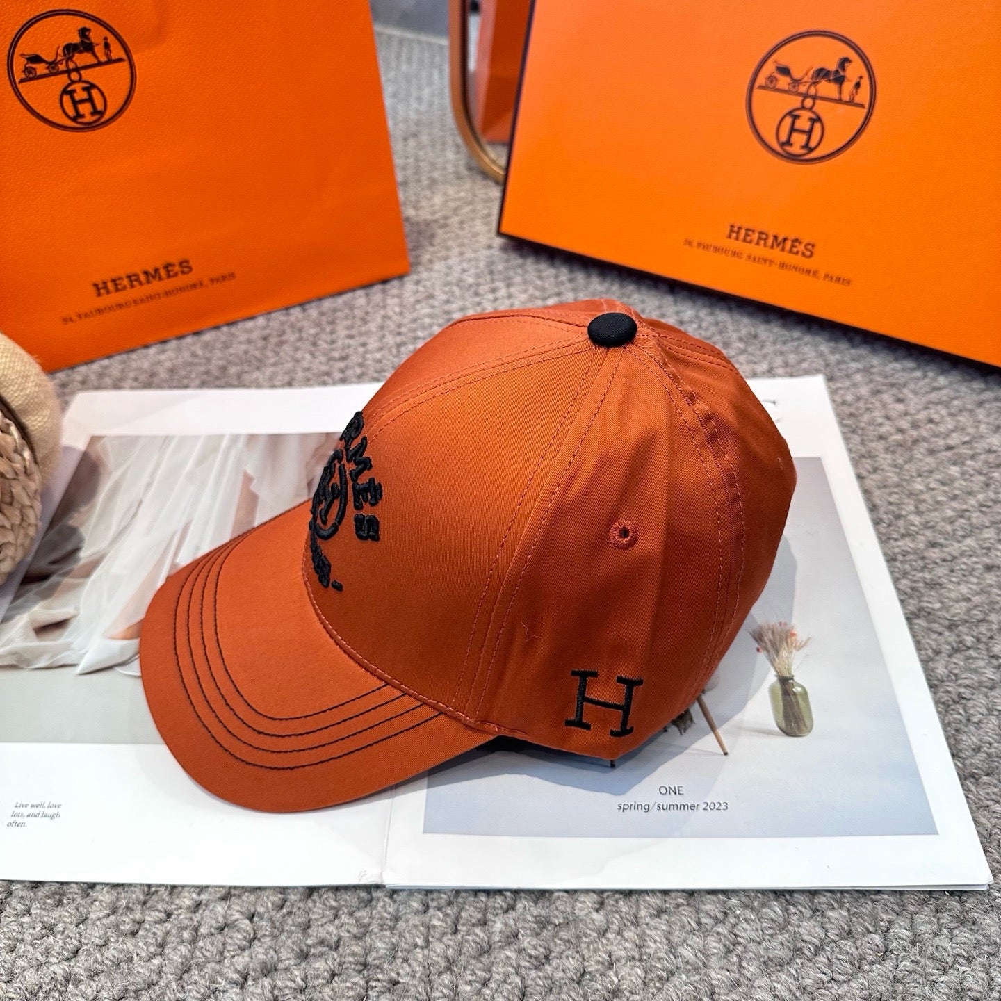 Black, Orange and White Cap - FashionHype.xyz