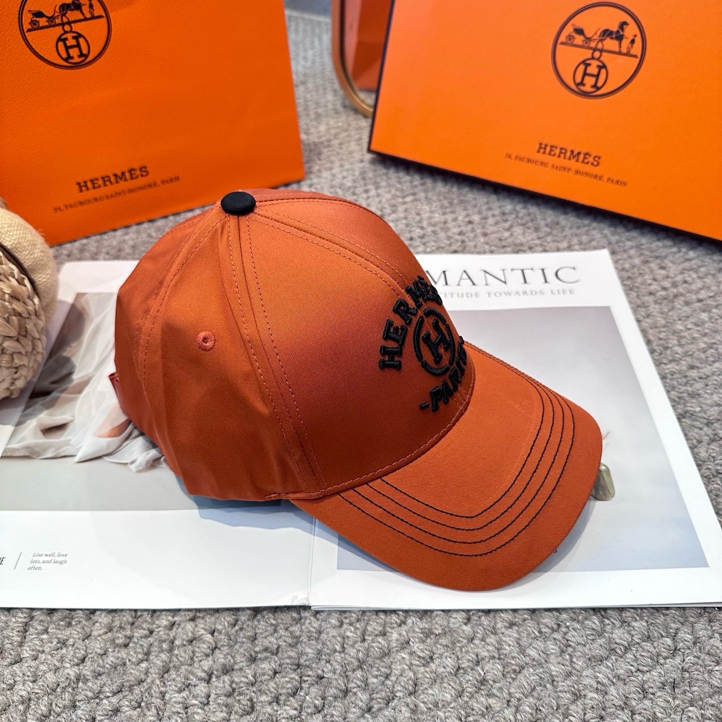 Black, Orange and White Cap - FashionHype.xyz