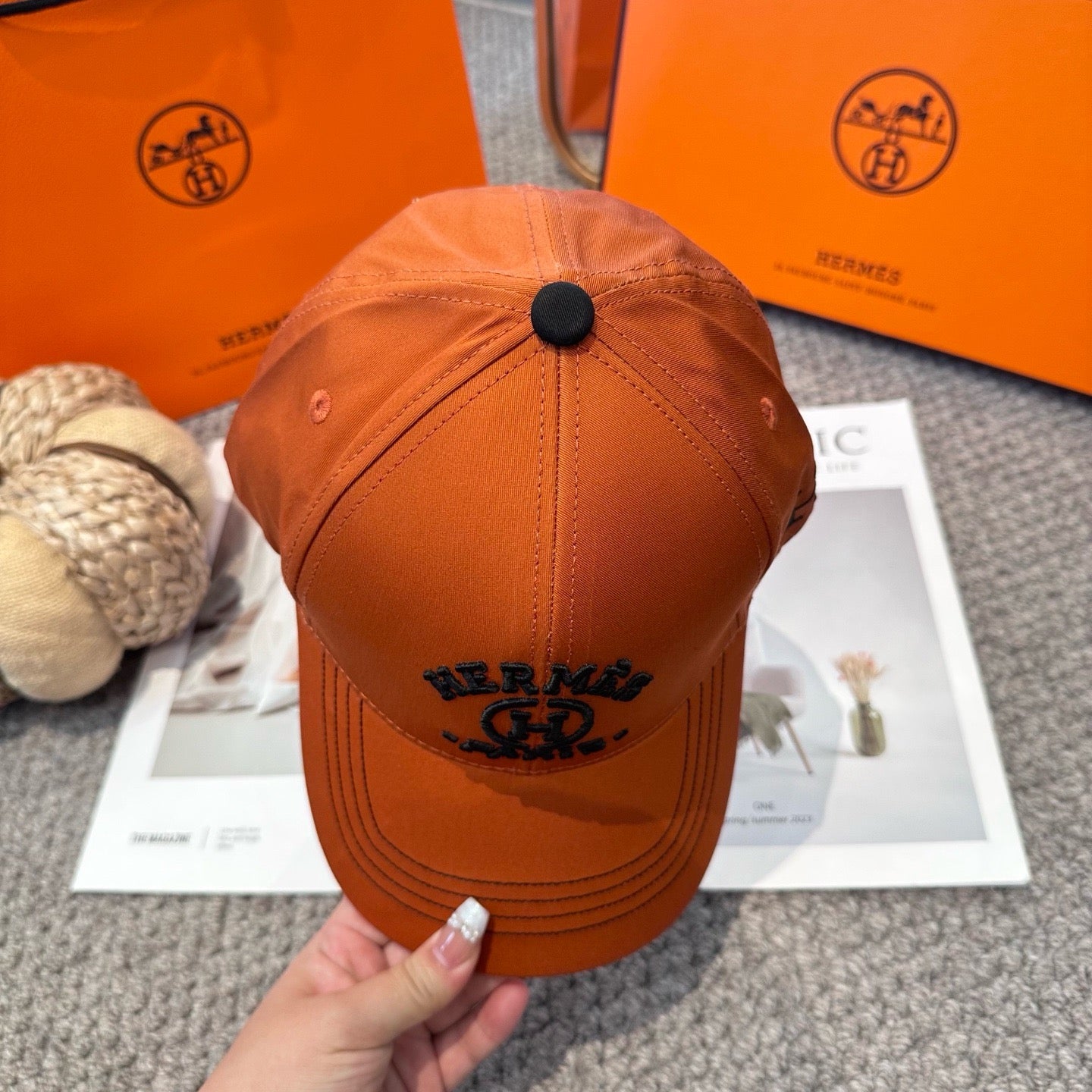Black, Orange and White Cap - FashionHype.xyz