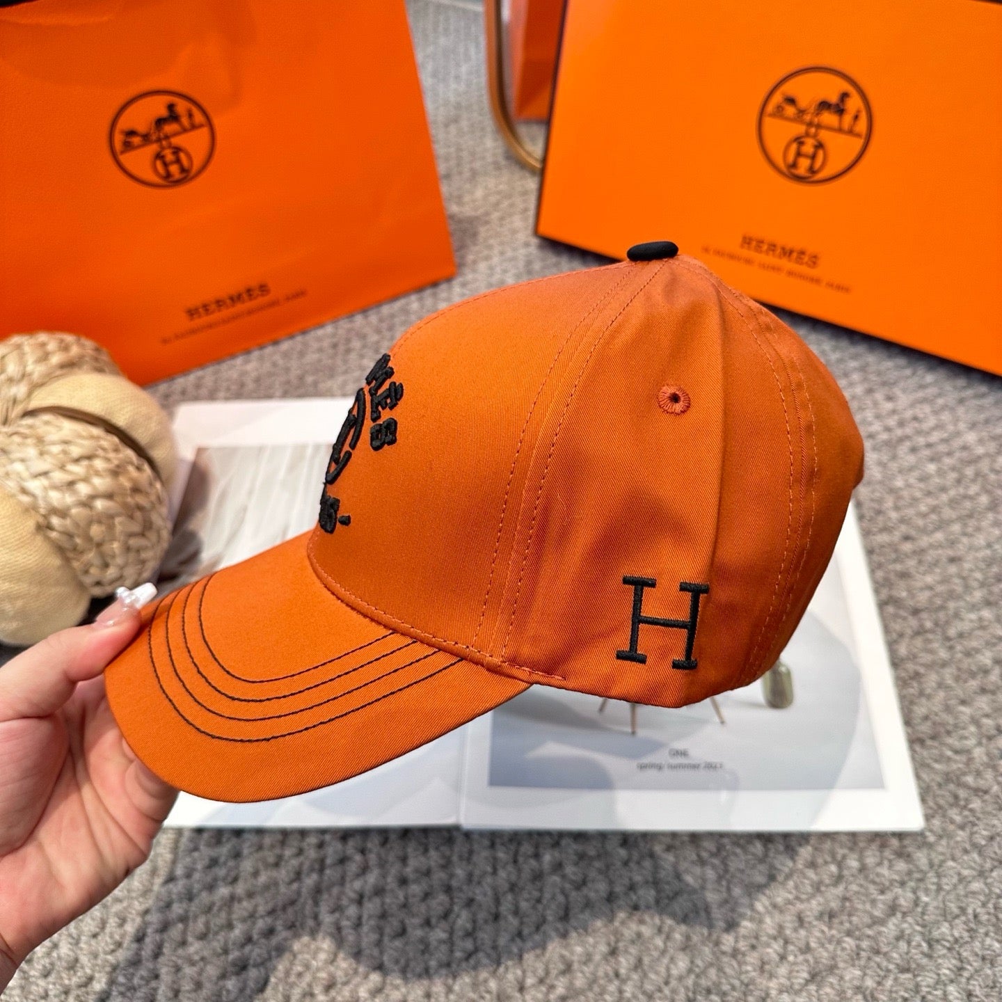 Black, Orange and White Cap - FashionHype.xyz