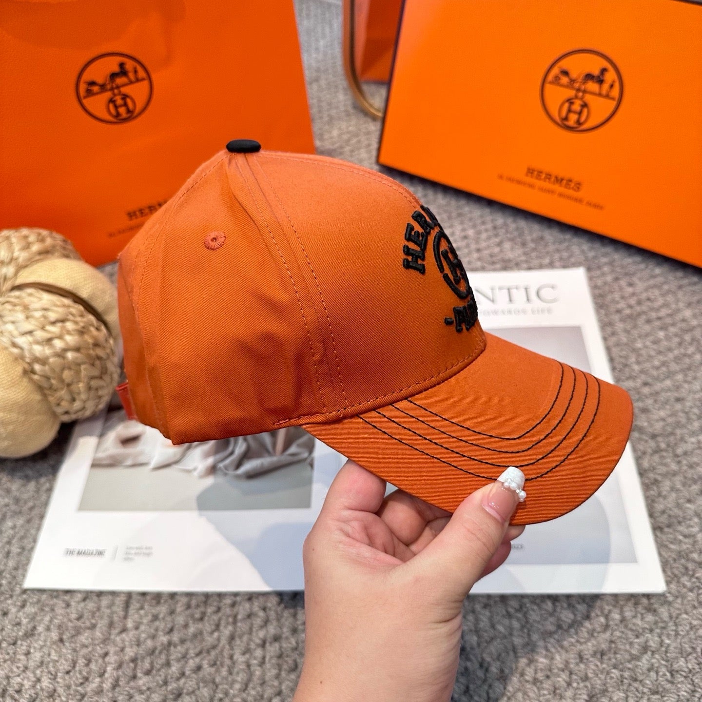 Black, Orange and White Cap - FashionHype.xyz