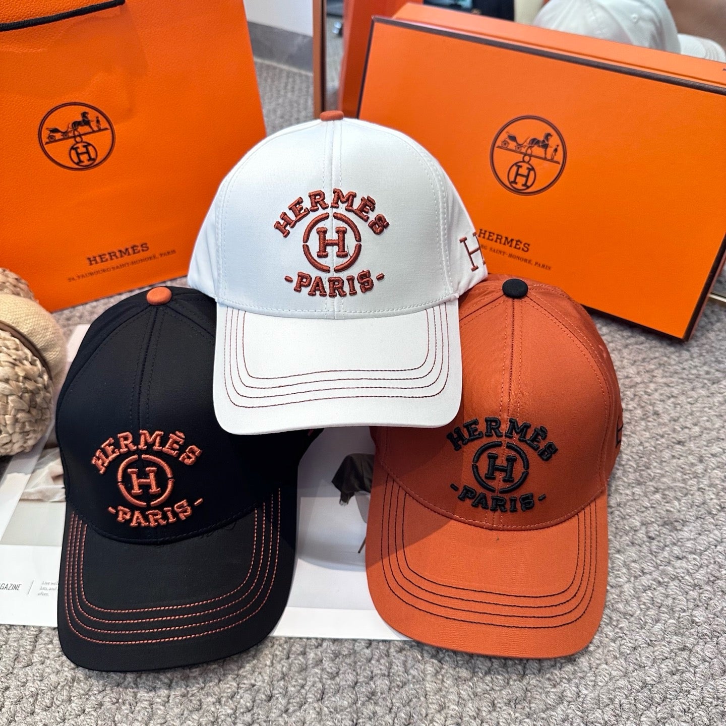 Black, Orange and White Cap - FashionHype.xyz