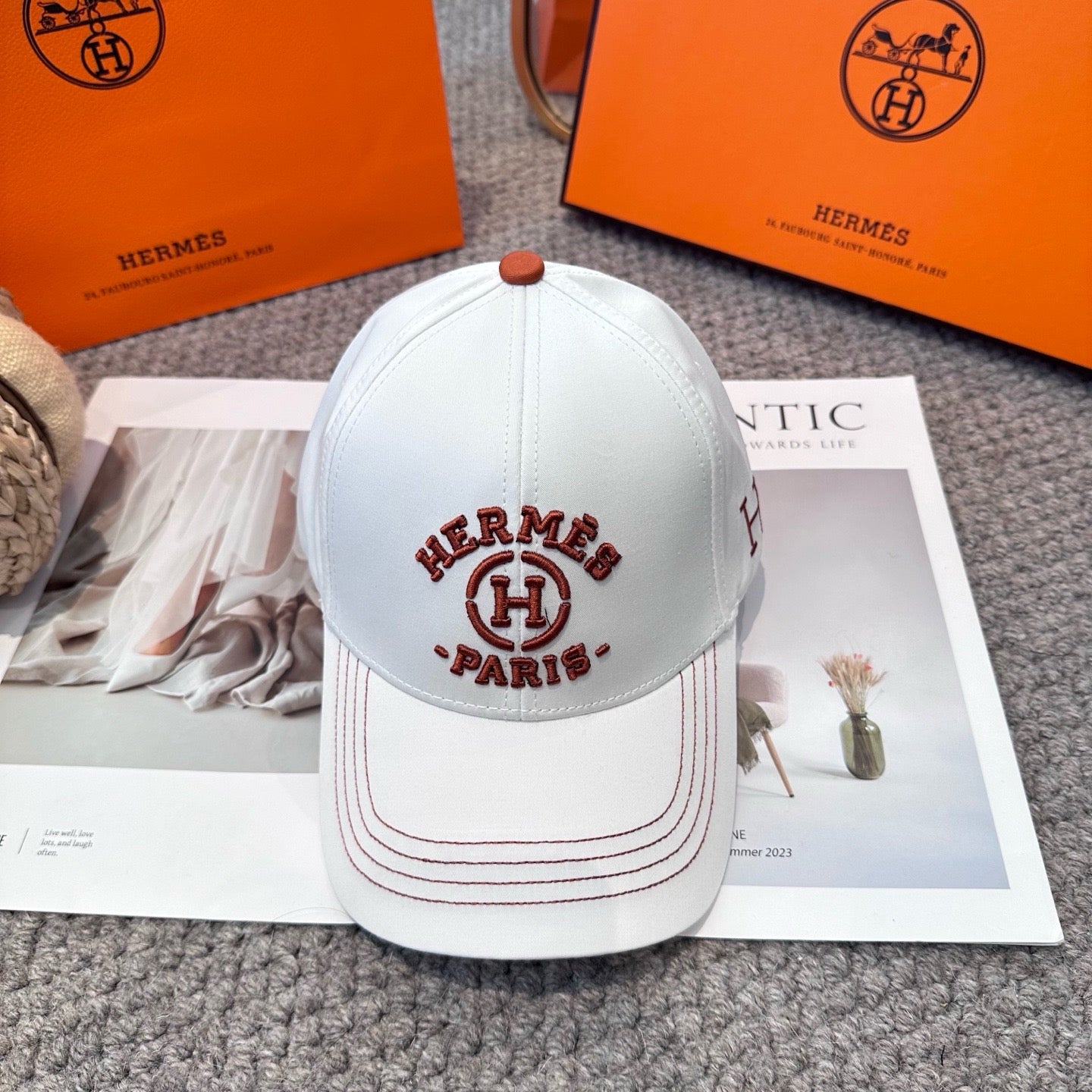 Black, Orange and White Cap - FashionHype.xyz