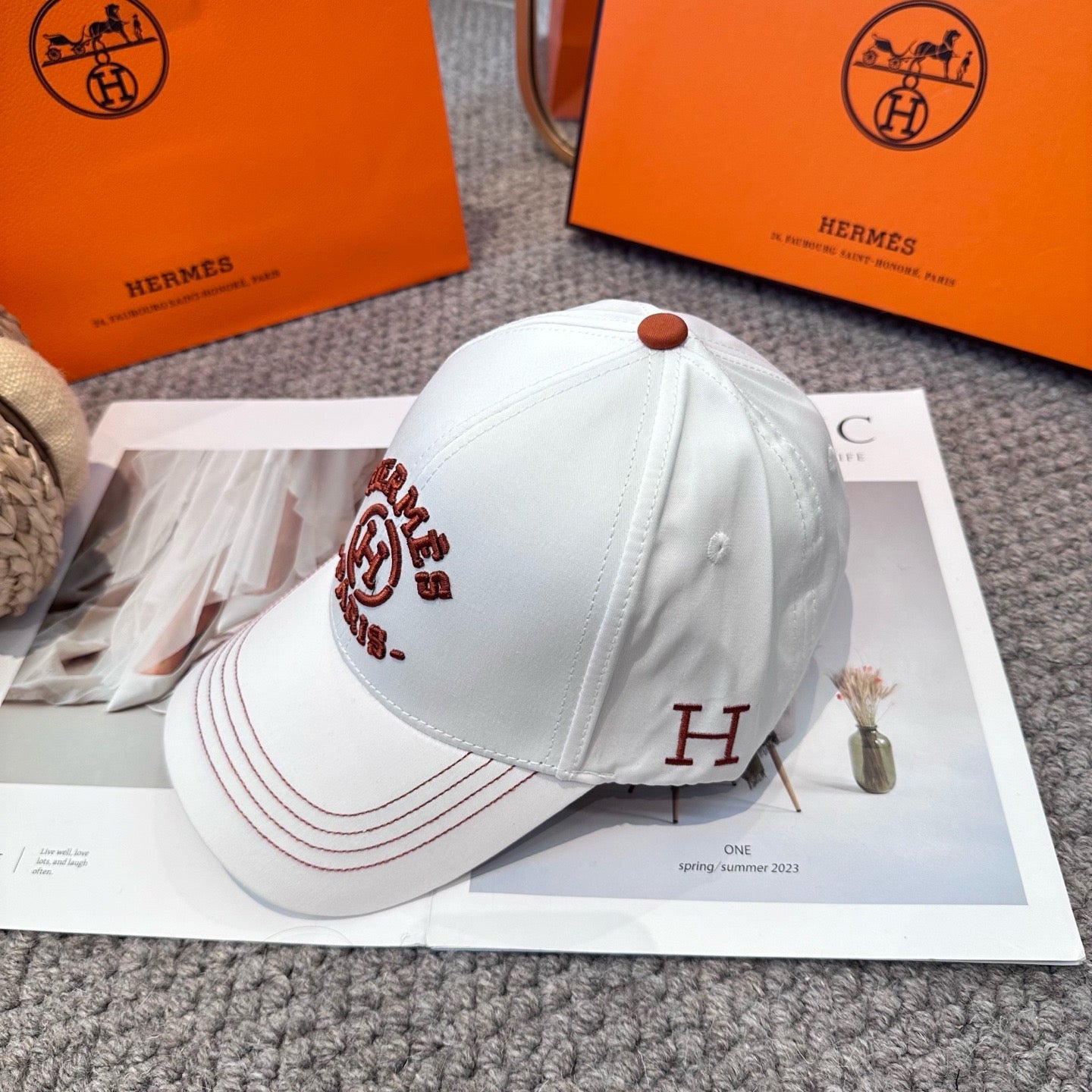 Black, Orange and White Cap - FashionHype.xyz