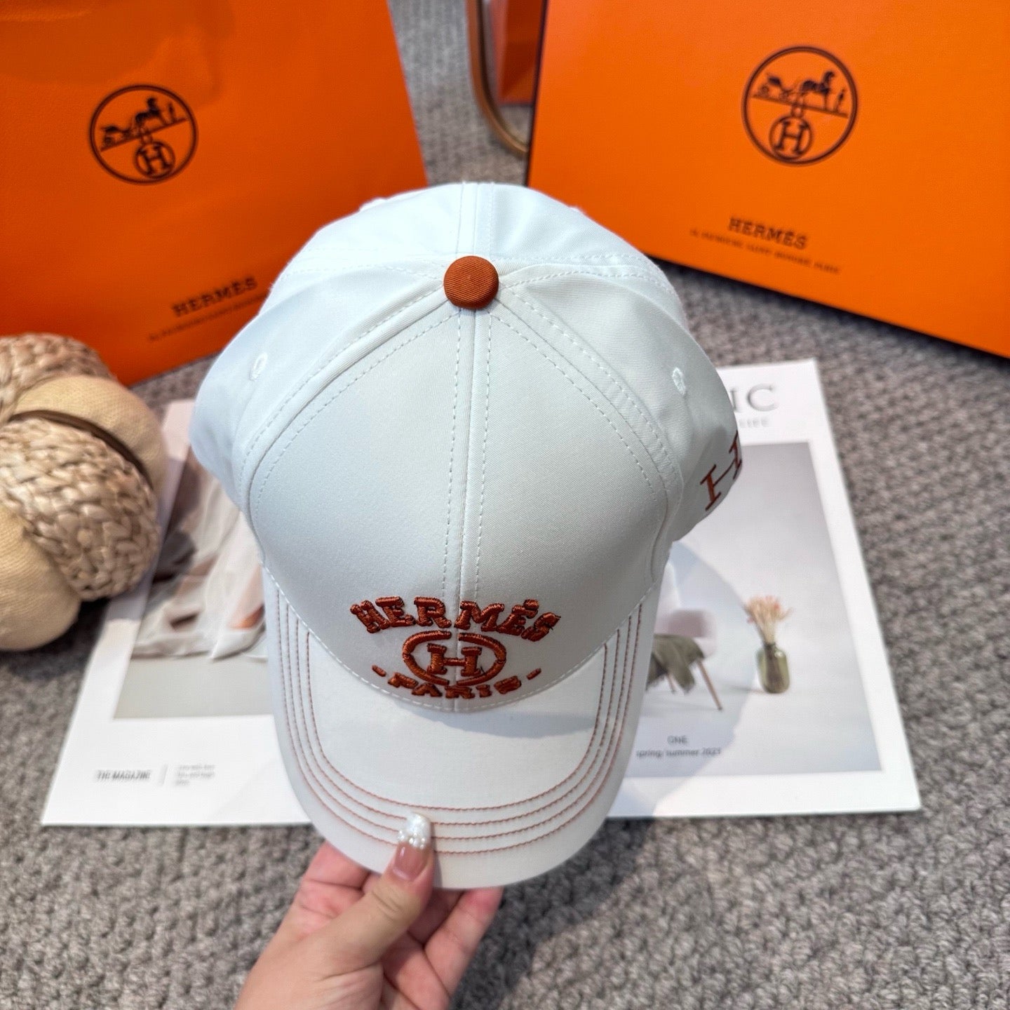 Black, Orange and White Cap - FashionHype.xyz