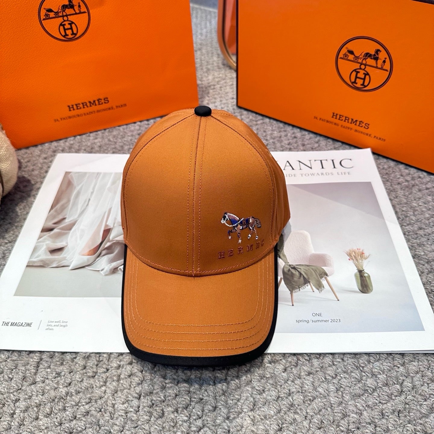 Orange, White, Blue and Black Cap - FashionHype.xyz