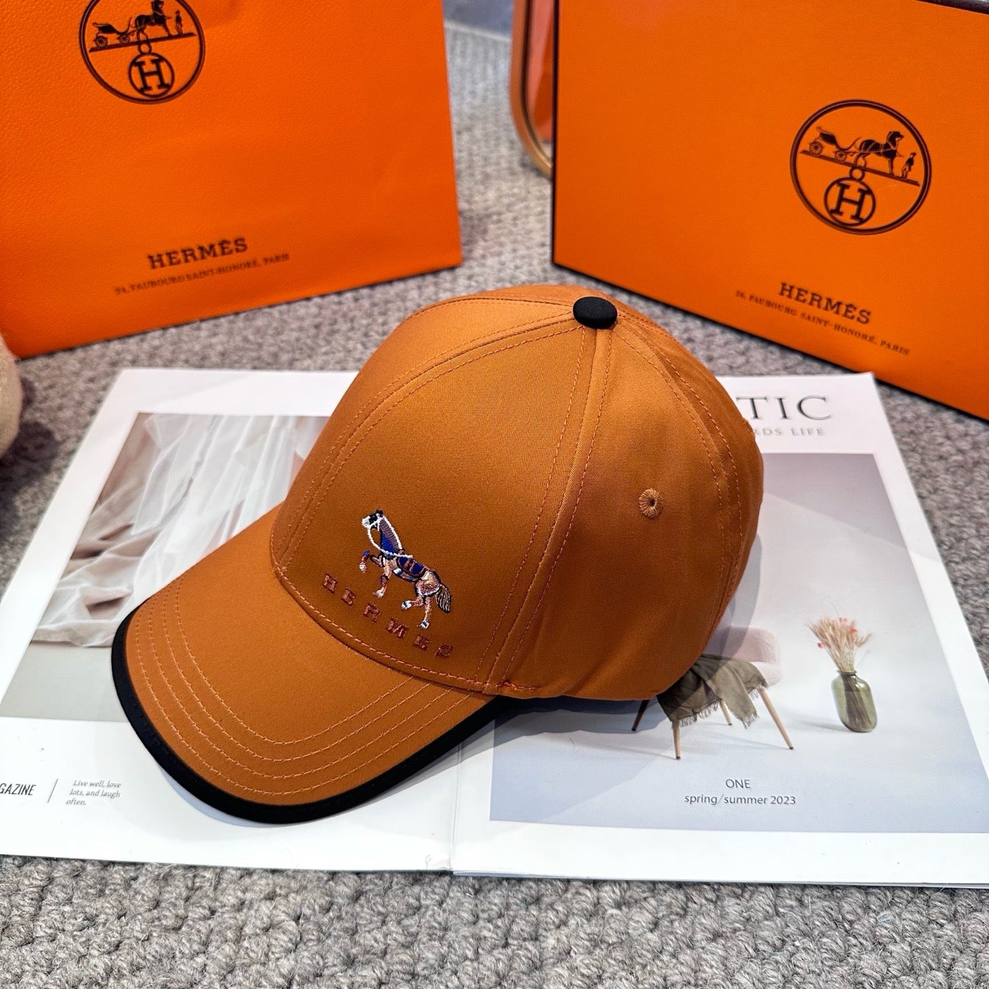 Orange, White, Blue and Black Cap - FashionHype.xyz