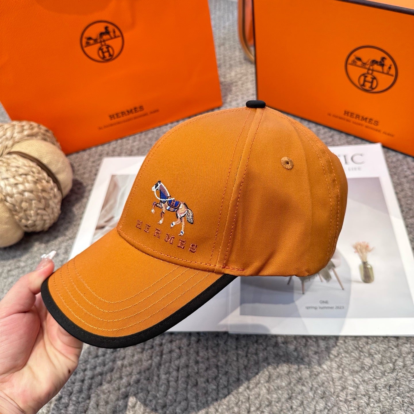 Orange, White, Blue and Black Cap - FashionHype.xyz