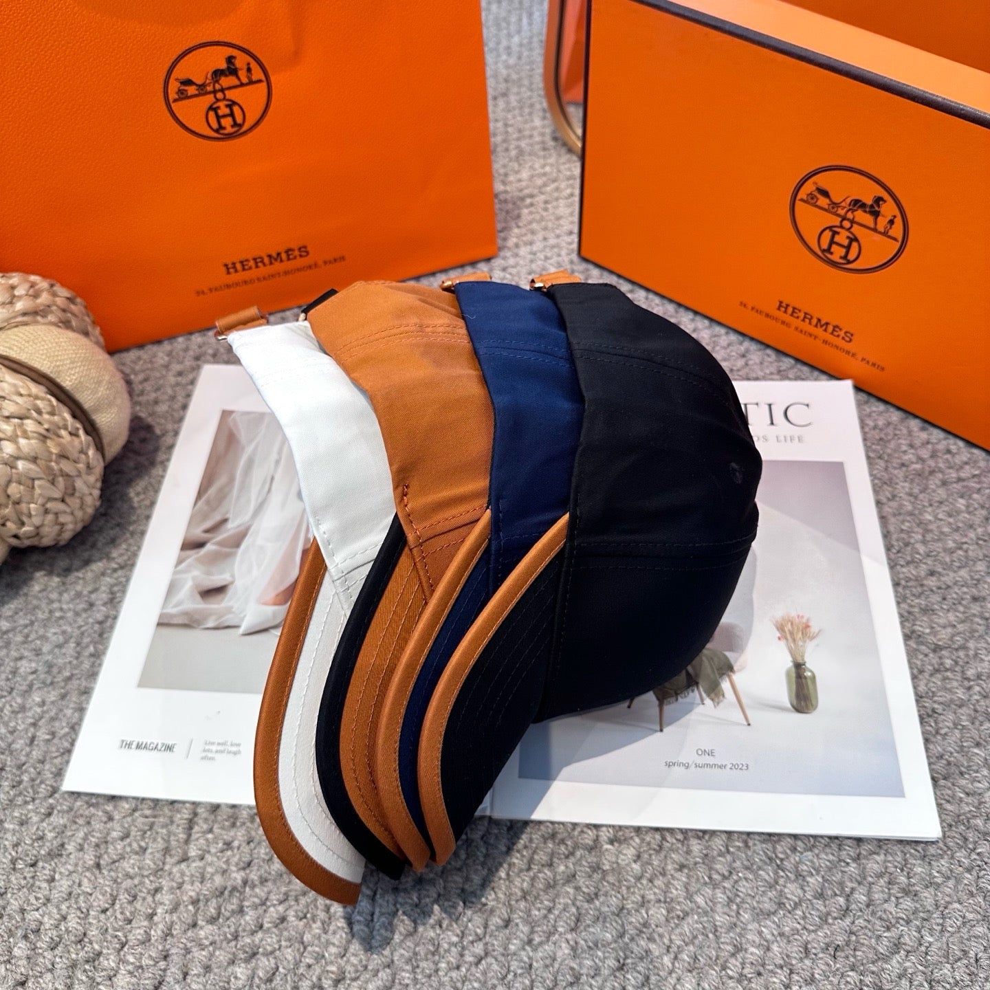 Orange, White, Blue and Black Cap - FashionHype.xyz