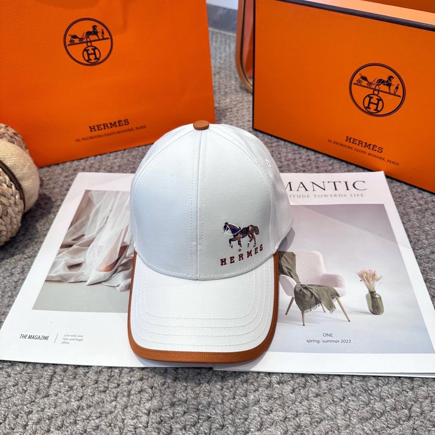 Orange, White, Blue and Black Cap - FashionHype.xyz