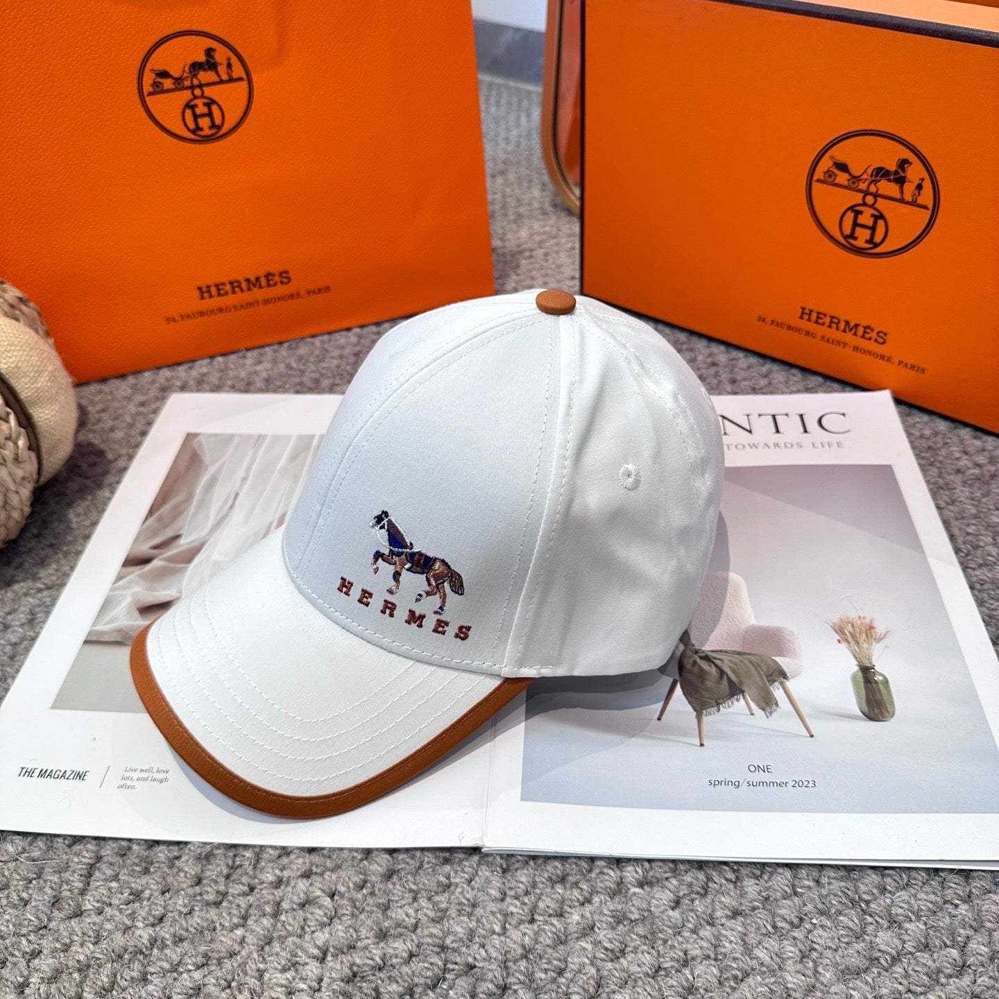 Orange, White, Blue and Black Cap - FashionHype.xyz