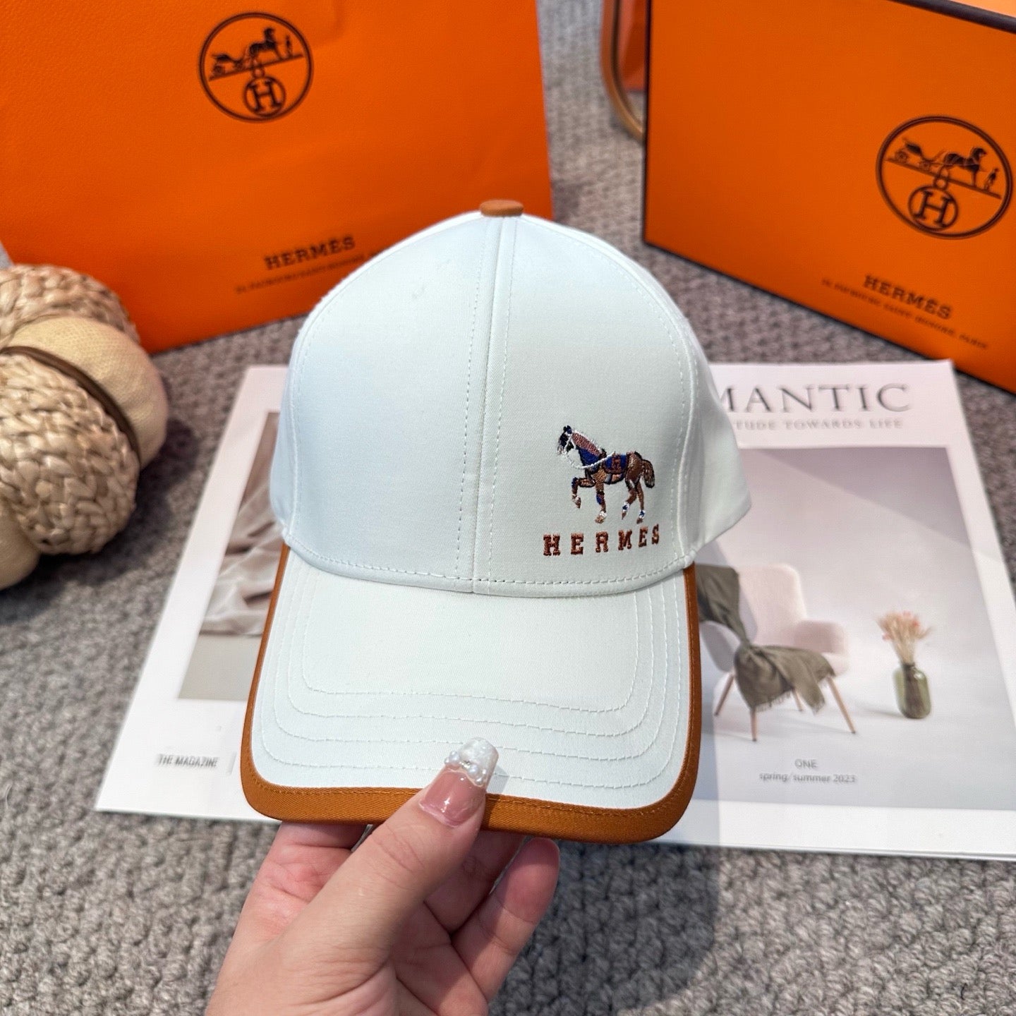 Orange, White, Blue and Black Cap - FashionHype.xyz