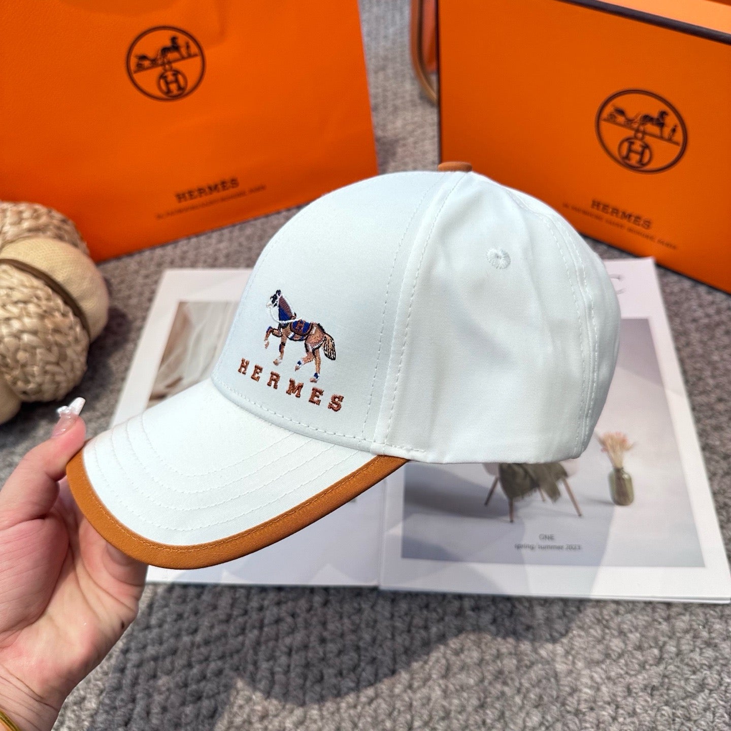 Orange, White, Blue and Black Cap - FashionHype.xyz