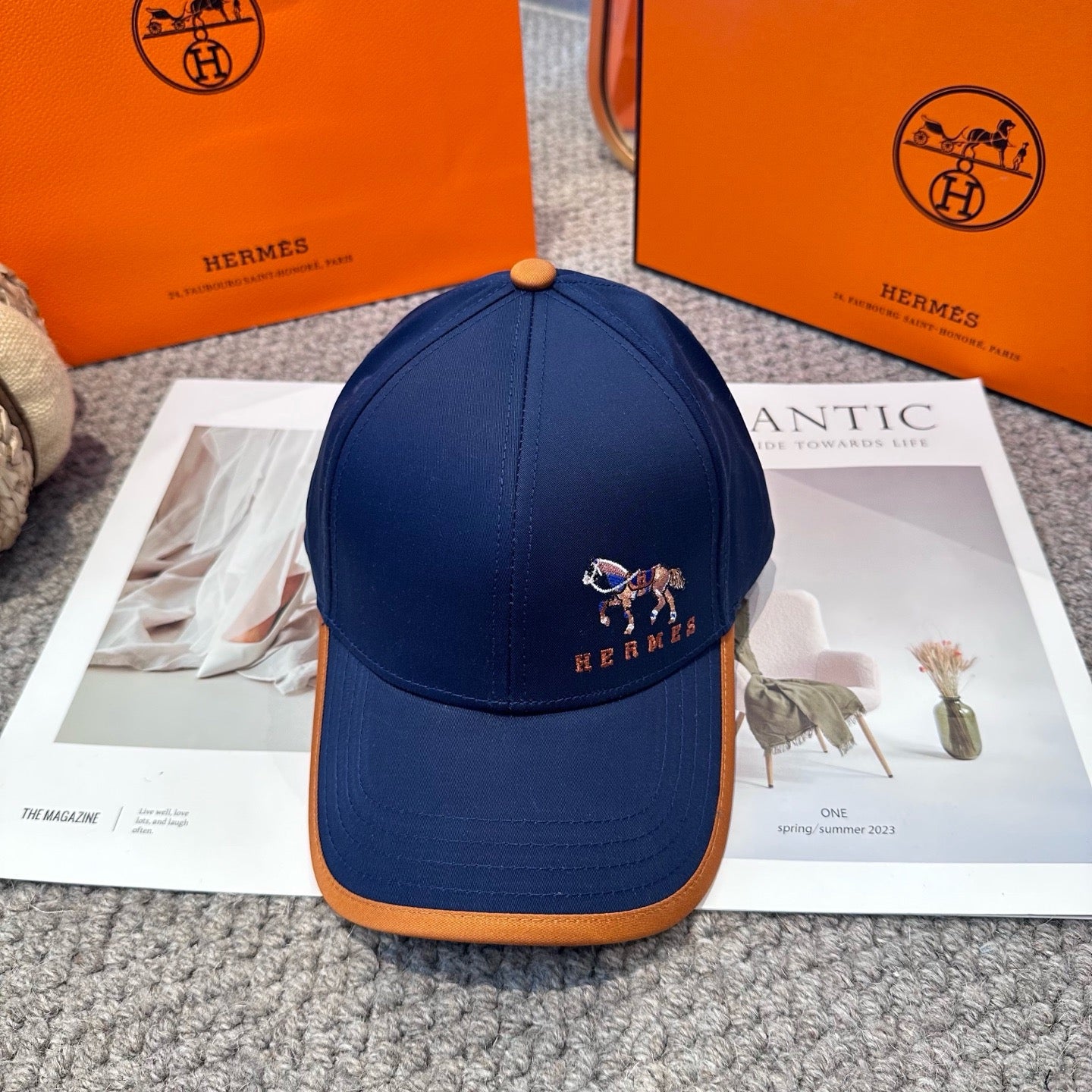 Orange, White, Blue and Black Cap - FashionHype.xyz