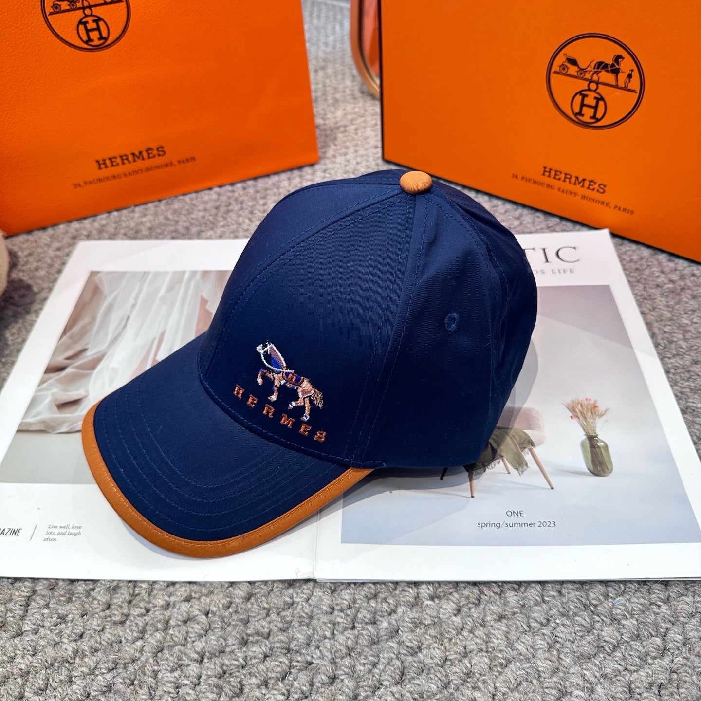 Orange, White, Blue and Black Cap - FashionHype.xyz
