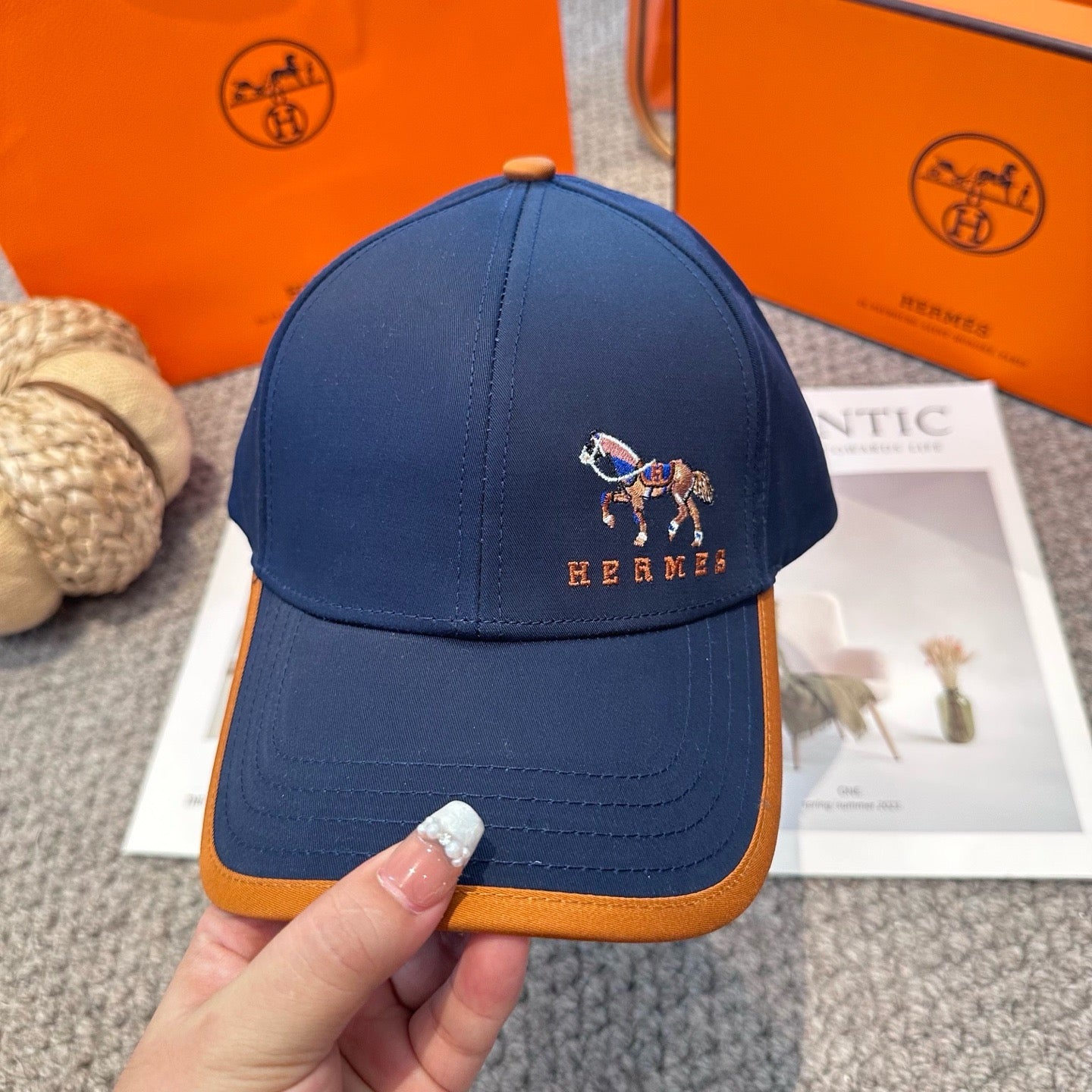 Orange, White, Blue and Black Cap - FashionHype.xyz