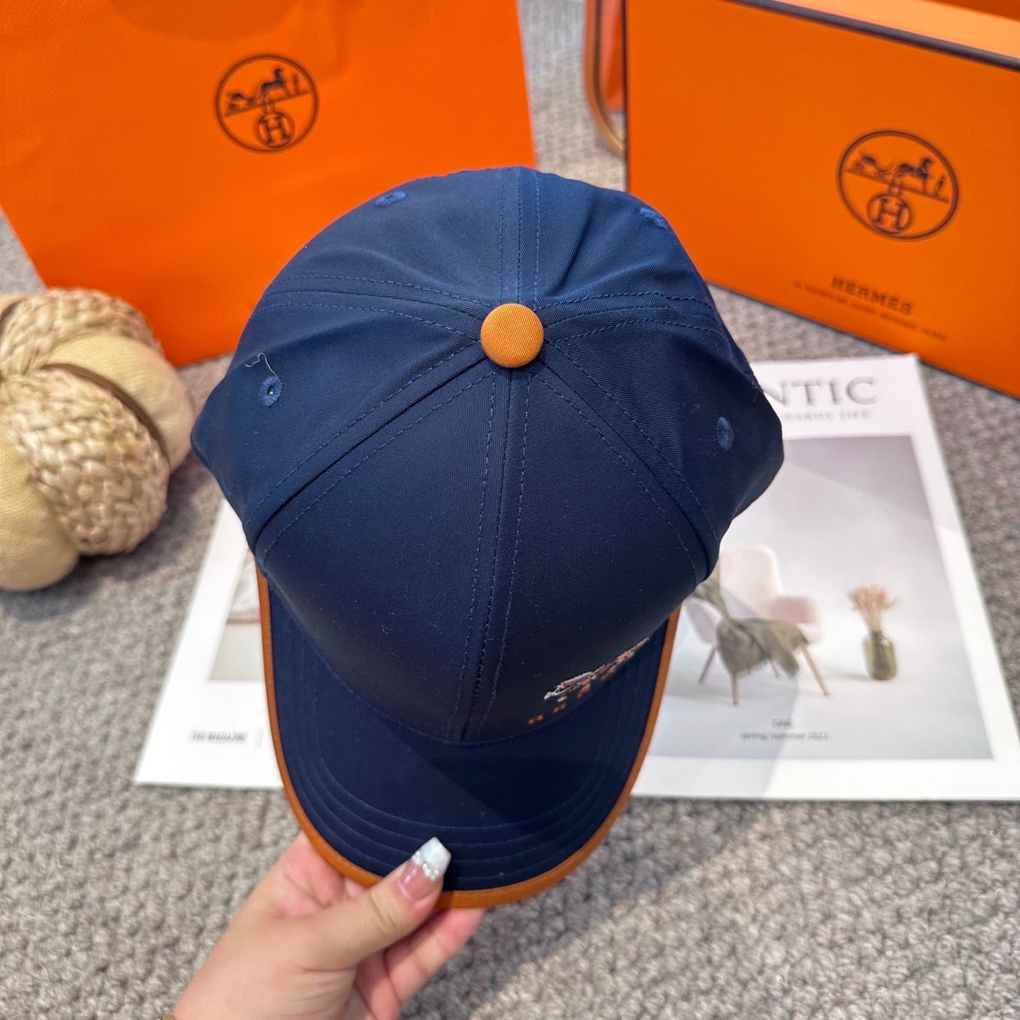 Orange, White, Blue and Black Cap - FashionHype.xyz