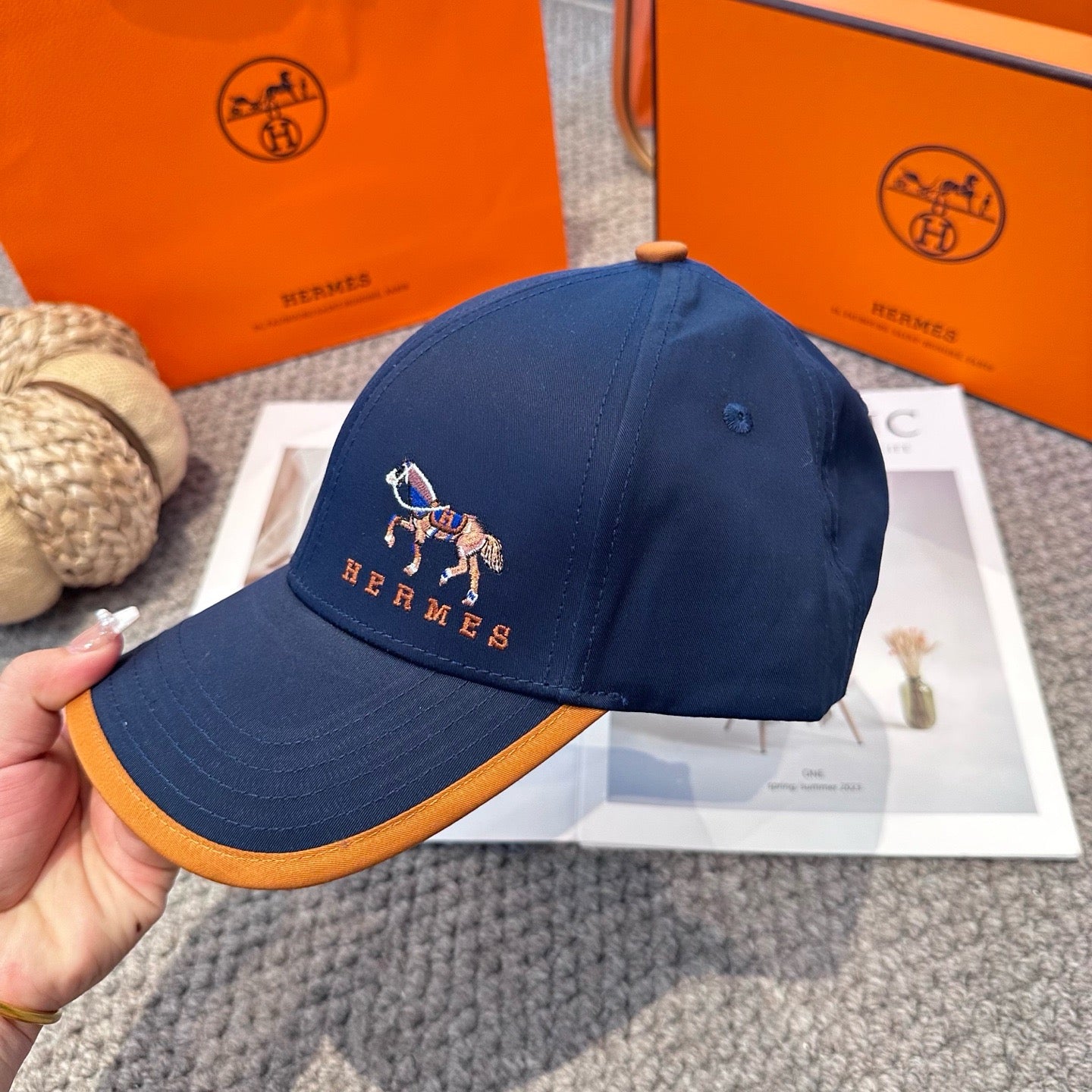 Orange, White, Blue and Black Cap - FashionHype.xyz