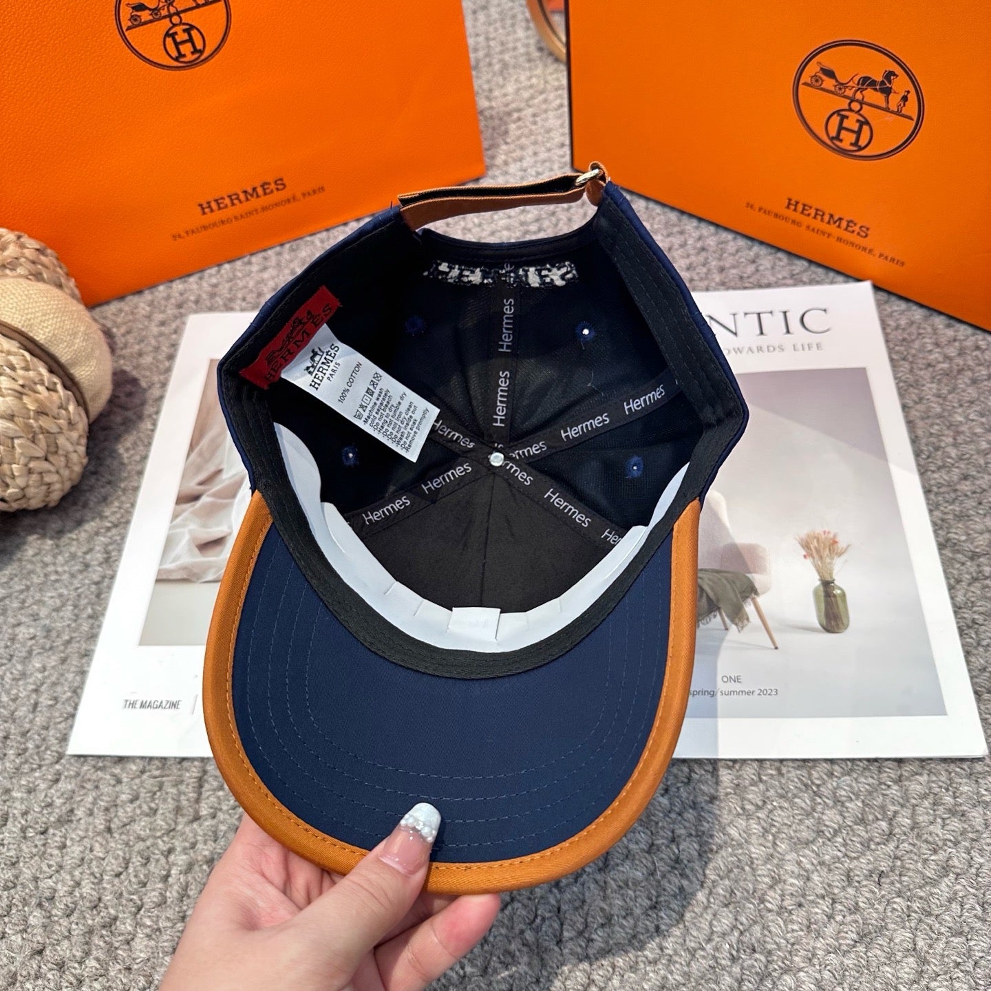 Orange, White, Blue and Black Cap - FashionHype.xyz