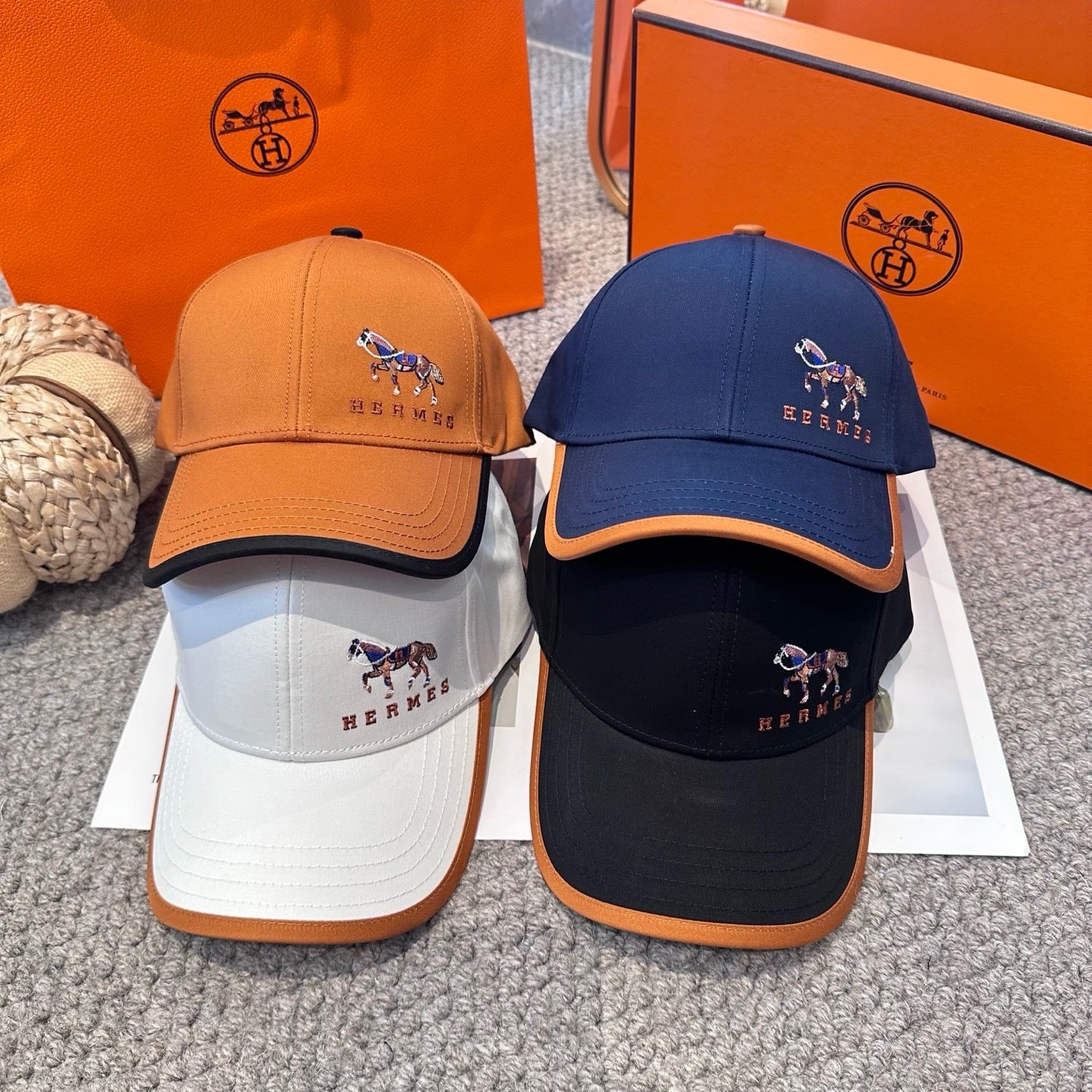 Orange, White, Blue and Black Cap - FashionHype.xyz
